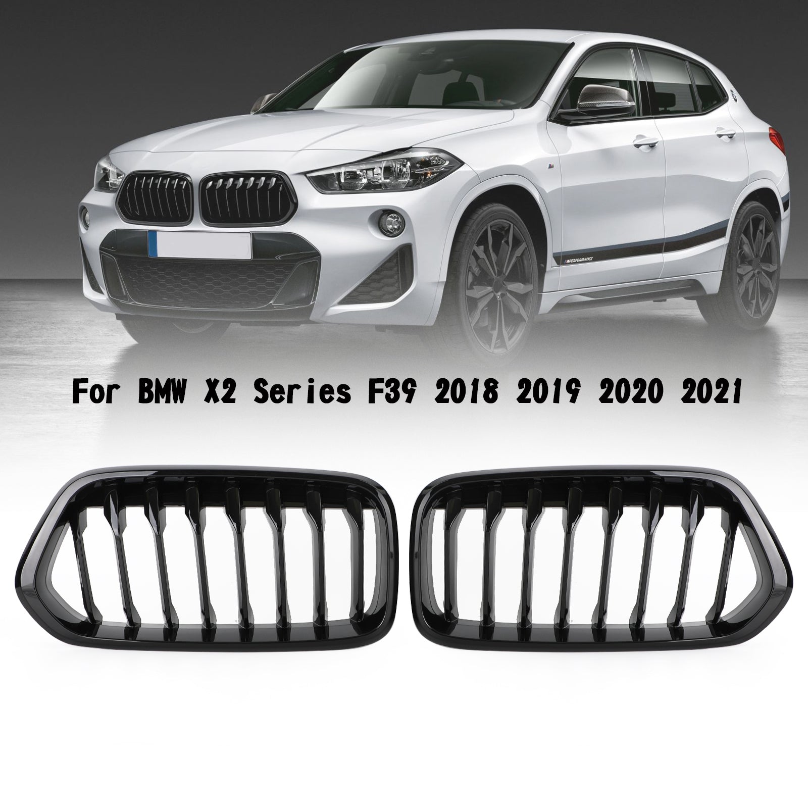 Grille de calandre de pare-chocs avant noir brillant pour BMW X2 Series F39 2018-2021 Generic