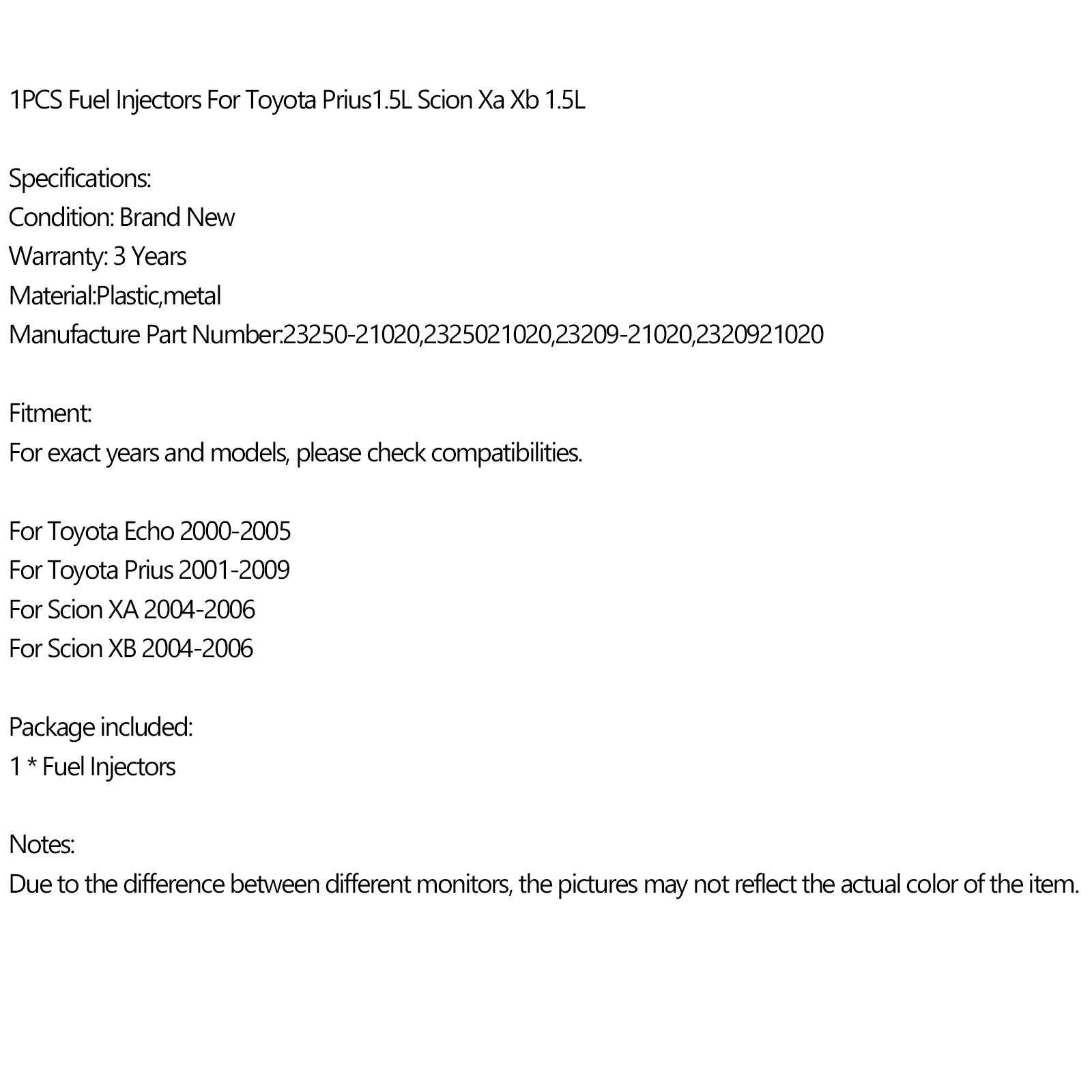 1-delni injektorji goriva za Toyota Prius1.5L Scion XA XB 1.5L 23250-21020 generic