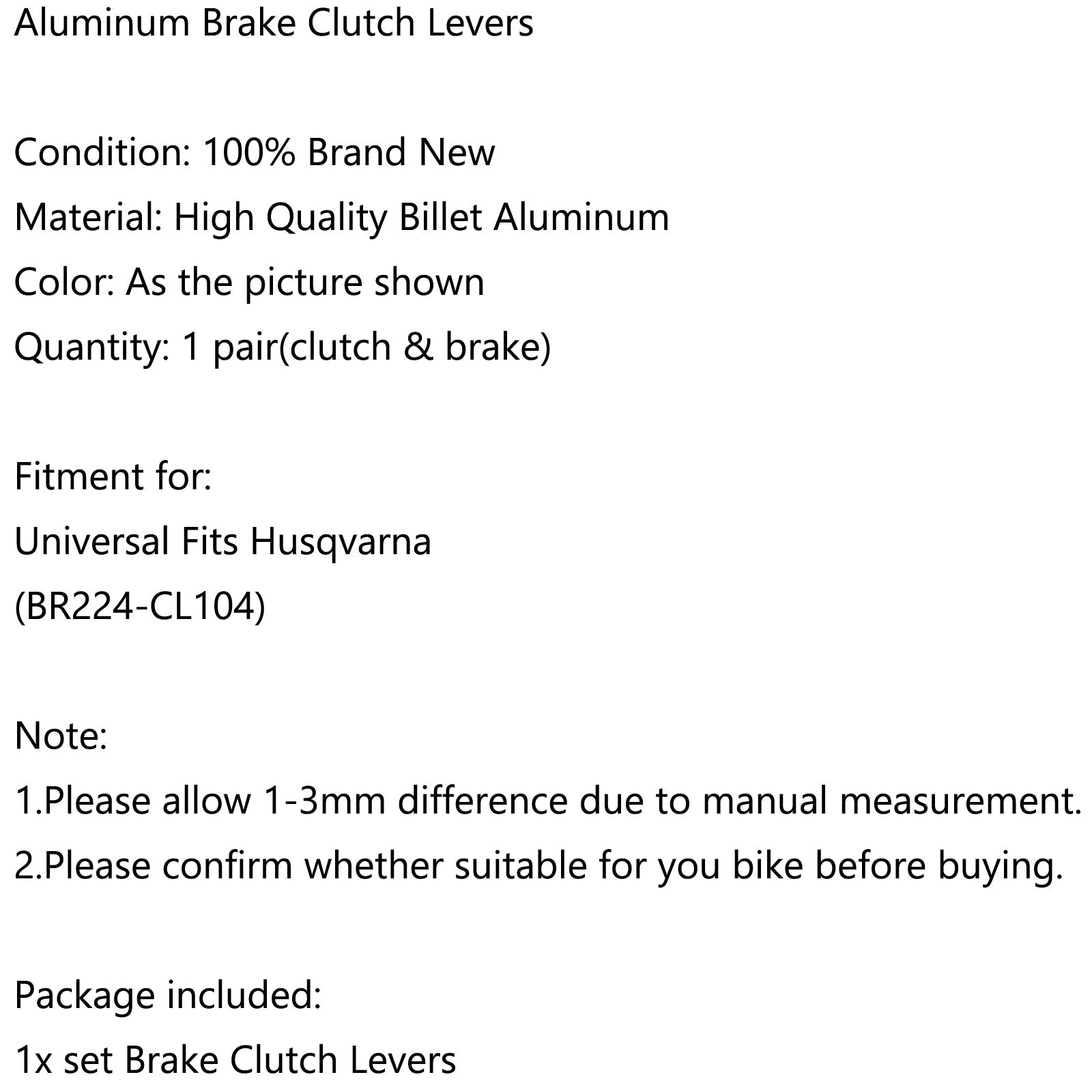 Coppia leve frizione freno pivottante per moto da cross in alluminio CNC per Husqvarna generico