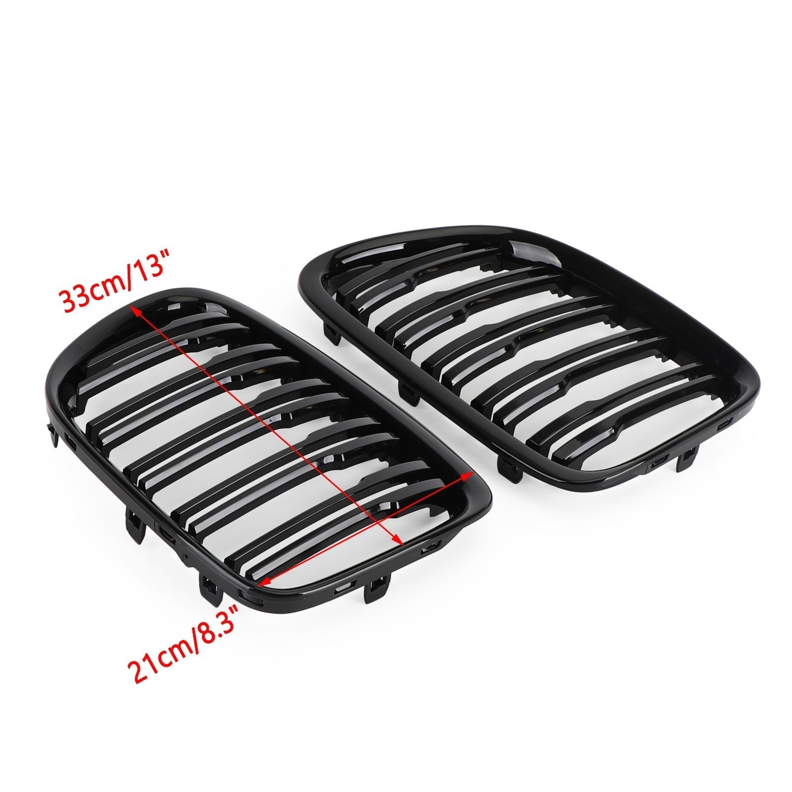 Błyszcząca czarna podwójna listwa przednia maska Grill Grill dla BMW X1 E84 2009-14 Generic SUV