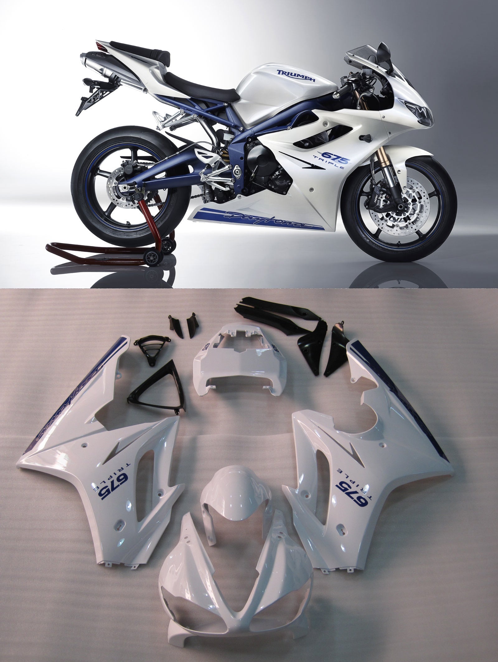 Kamers Amotopart 2009-2012 Triumph Daytona 675 Wit Bleu Daytona Generic