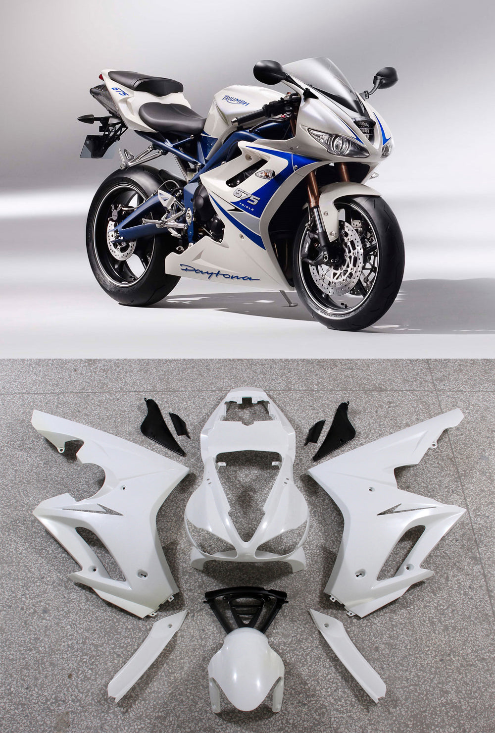 Carénages Amotopart 2009-2012 Triumph Daytona 675 Blanc Bleu 675 Generic