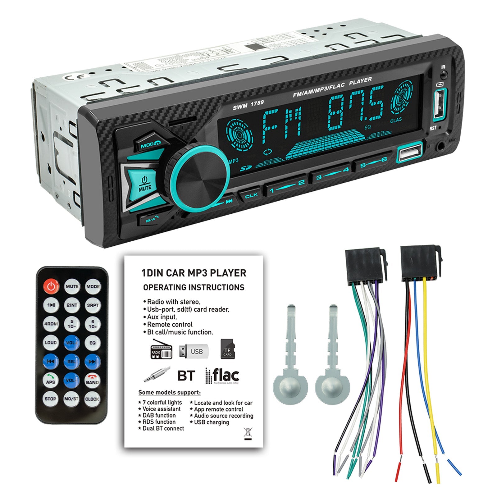 AI Controllo vocale Bluetooth Stereo Radio FM Auto Lettore MP3 Scheda U Disk Autoradio
