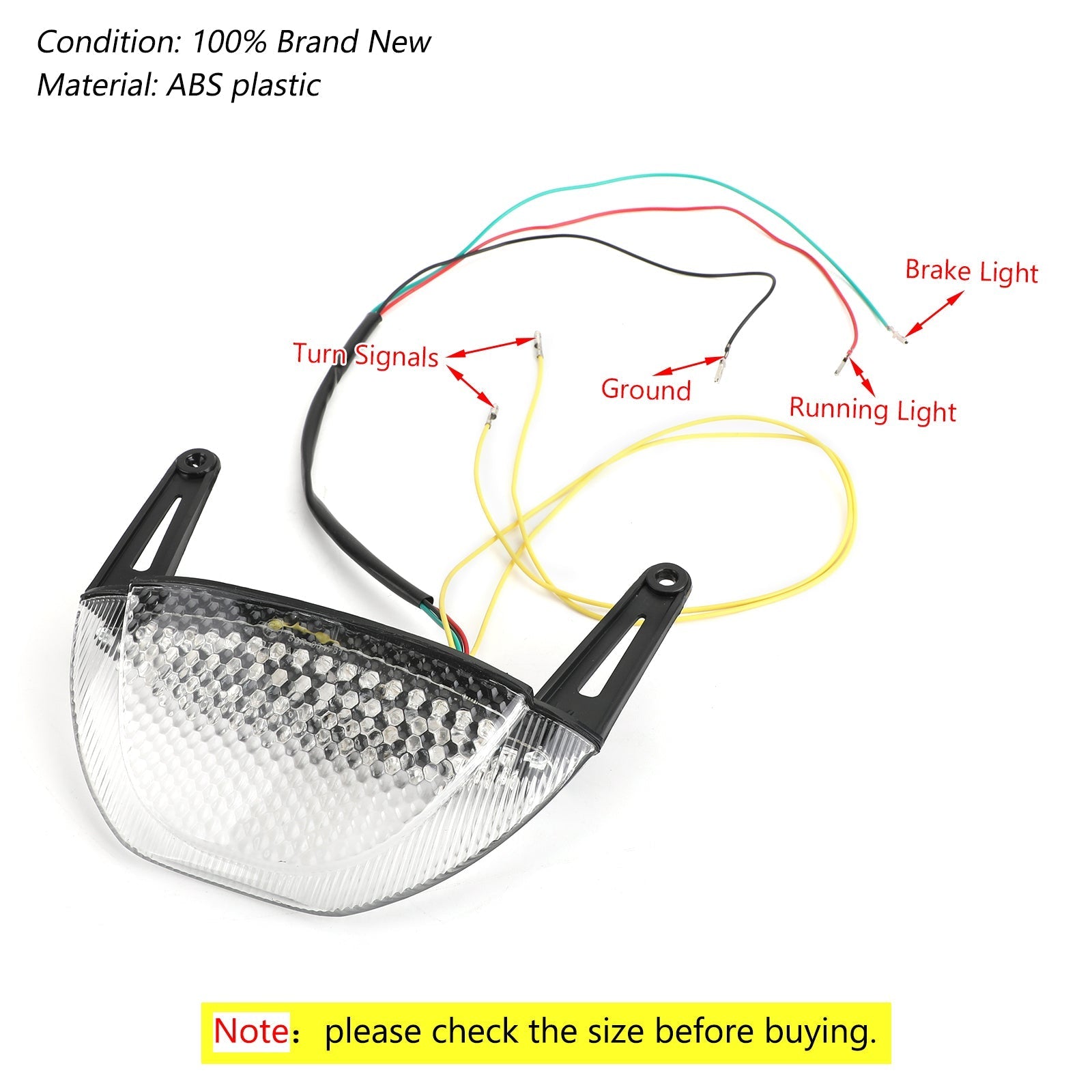 Moottoripyörän takajarrujen vilkkuvat valot Honda CBR 600RR 2007-2012 Generic Red