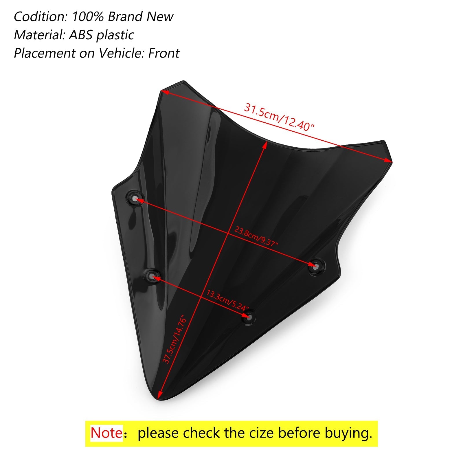 Parabrezza di plastica ABS per moto kawasaki Ex650 ninja 650 17-18 b generico