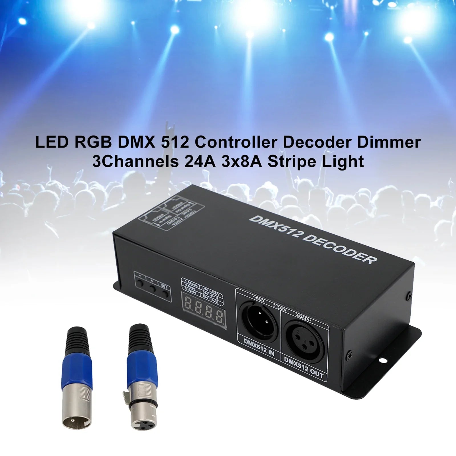 LED RGB DMX 512 Controller Dekooderi Himmennin 3 kanavaa 24A 3x8A Stripe Light