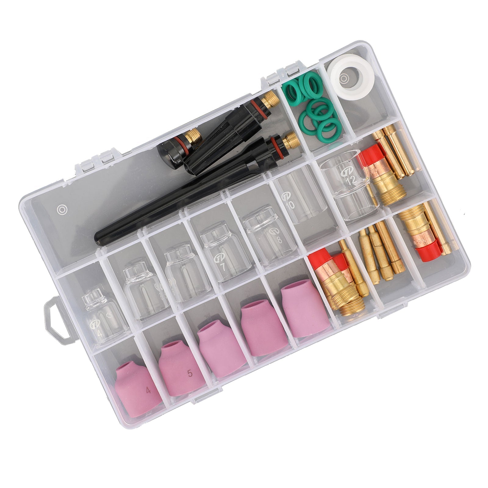 40 pièces torche de soudage TIG Stubby gaz lentille Pyrex verre tasse Kit pour WP-17/18/26