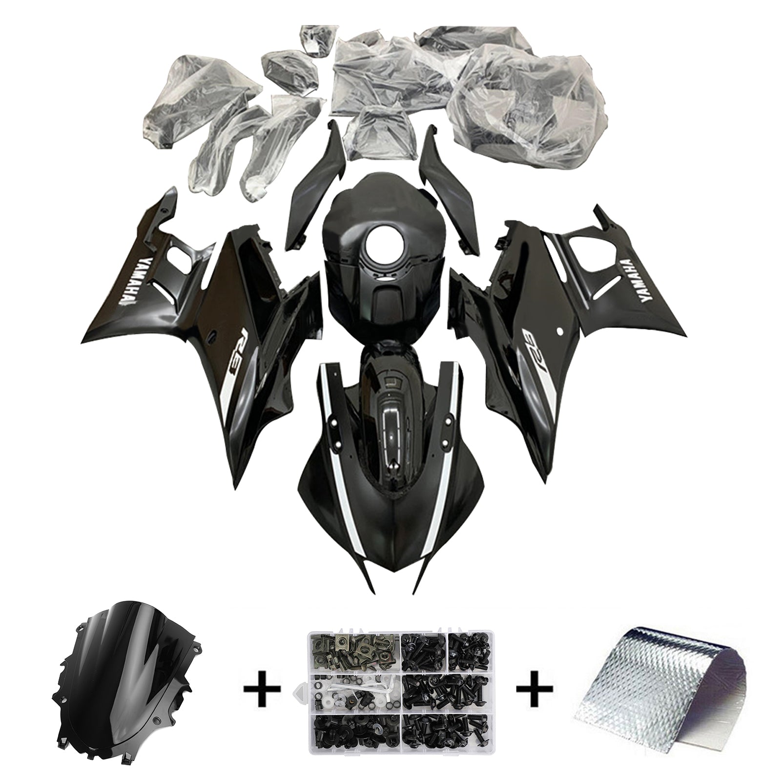 Amotopart Yamaha YZF-R3 R25 2019-2021 Kit Carénage Carrosserie Plastique ABS