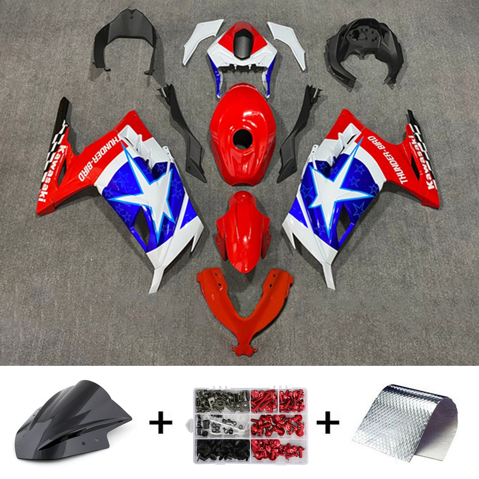 Amotopart Kawasaki EX300/Ninja 300 2013-2017 ABS kunststof carrosseriekuipset