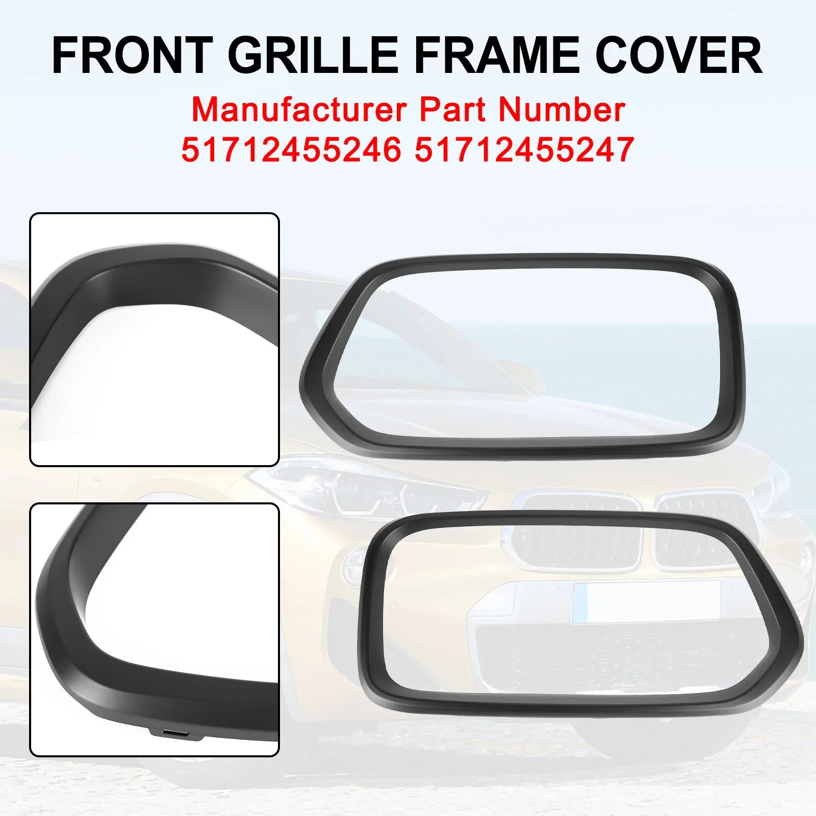 2018-2021 BMW X2 Series F39 Matt musta etupuskurin säleikkö rungon verhoilu