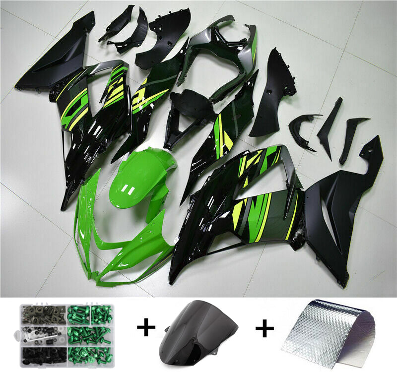 Amotopart vihreä musta suojus ruiskutusmuovisarja pulttisarjalla Kawasaki Zx6R 13-18 geneeriselle