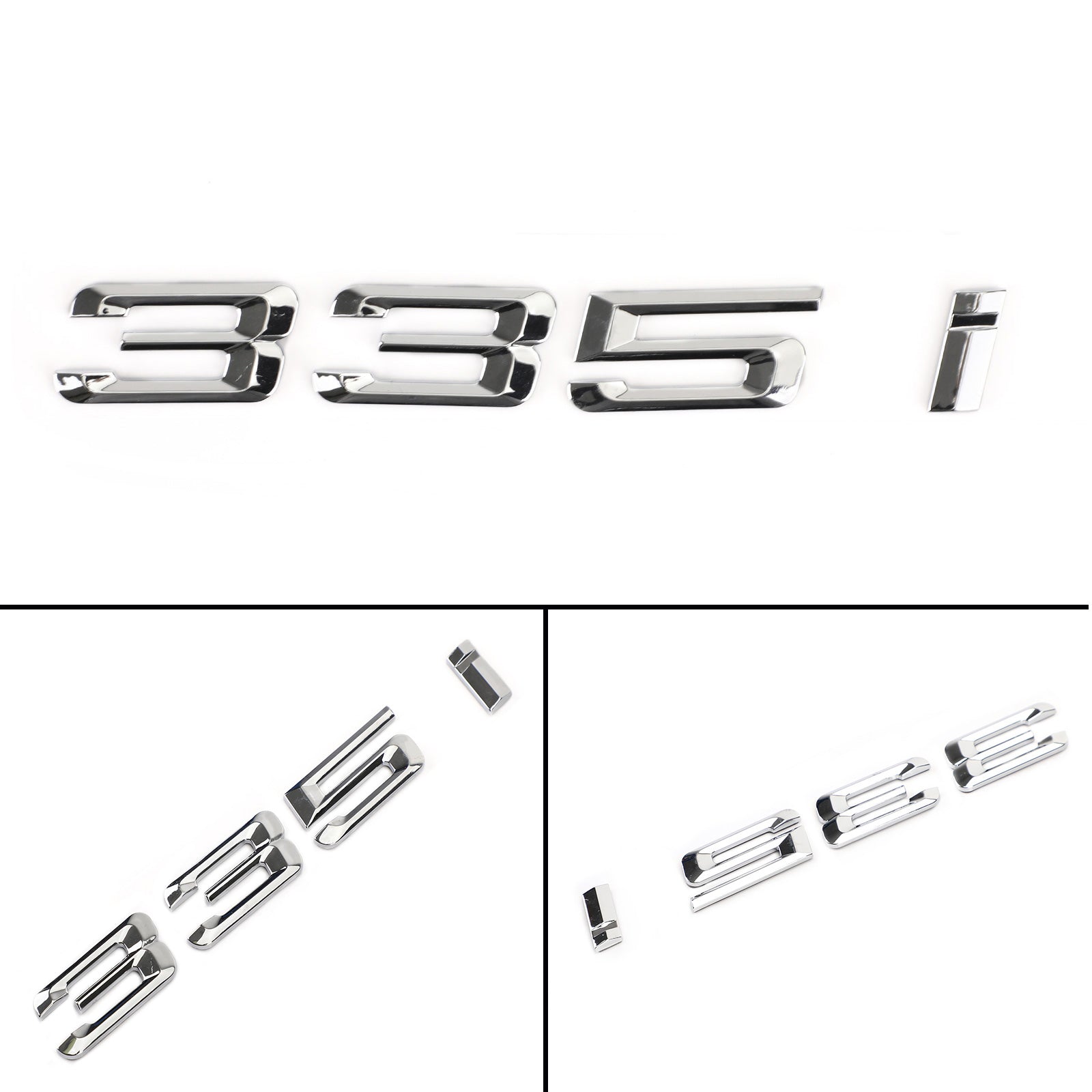 Insigne de plaque signalétique de coffre arrière emblème numéros lettre décalcomanie 335 i Fit 335i Chrome générique