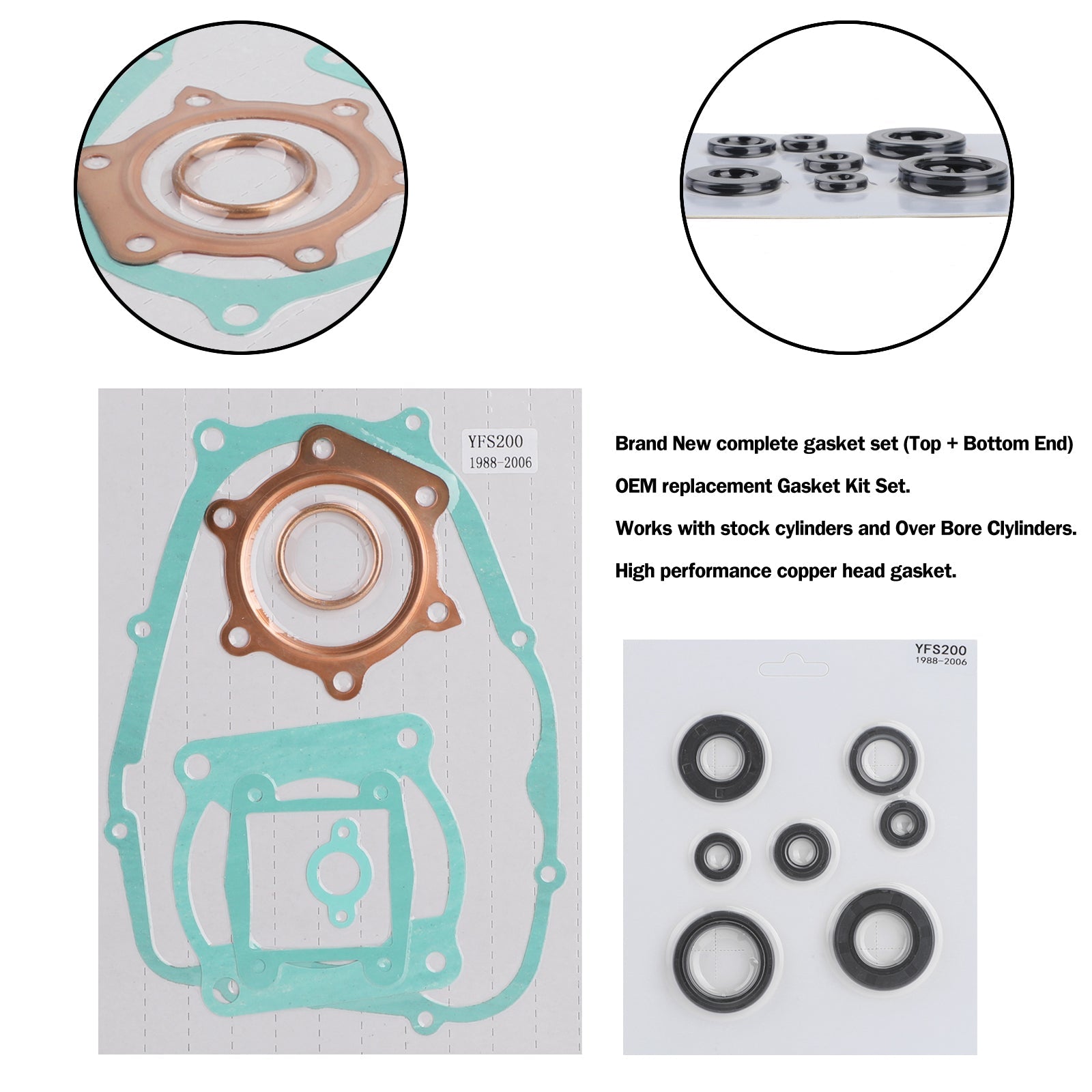 Kit completo de juntas de motor con retenes de aceite para Yamaha Blaster YFS 200 88-05 Generic