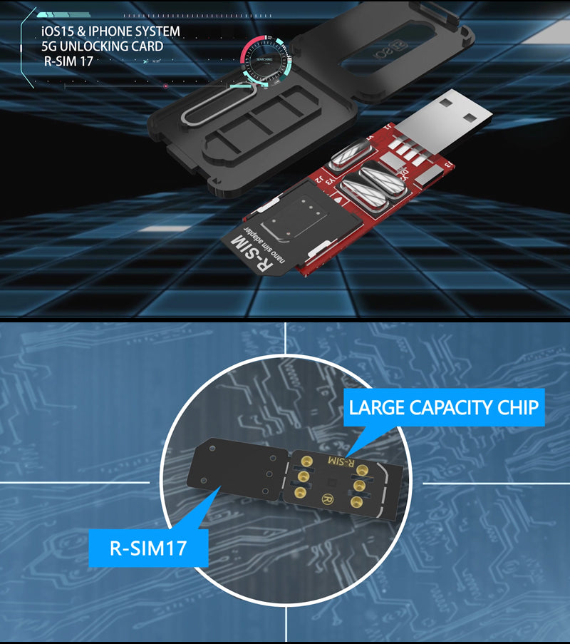 Actualice la tarjeta de desbloqueo RSIM 17 Nano para iPhone 13 Pro 12 Pro Max X XS Max 8 IOS 15