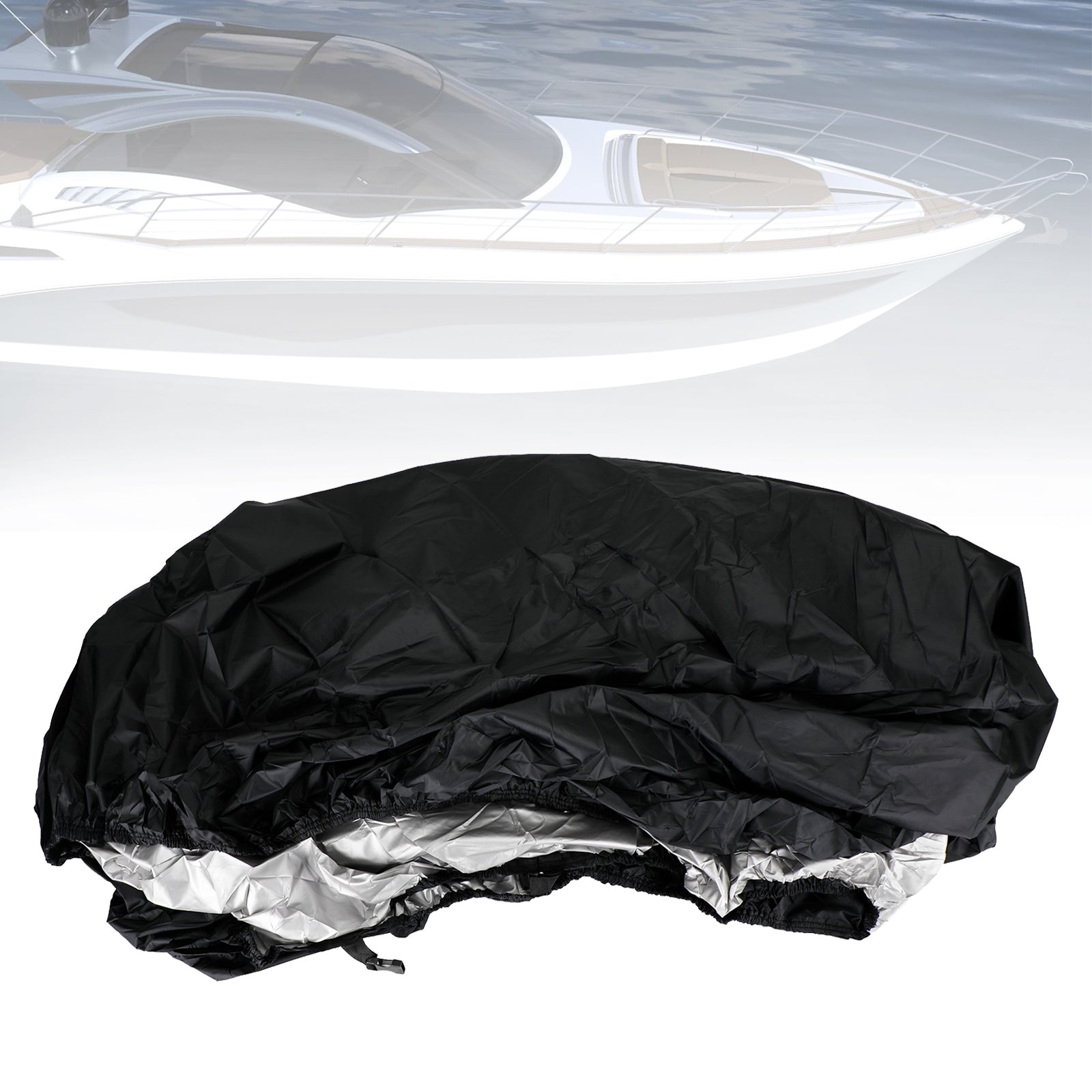 Cubierta impermeable negra resistente de 14-16 pies para barco de pesca remolcable con casco en V