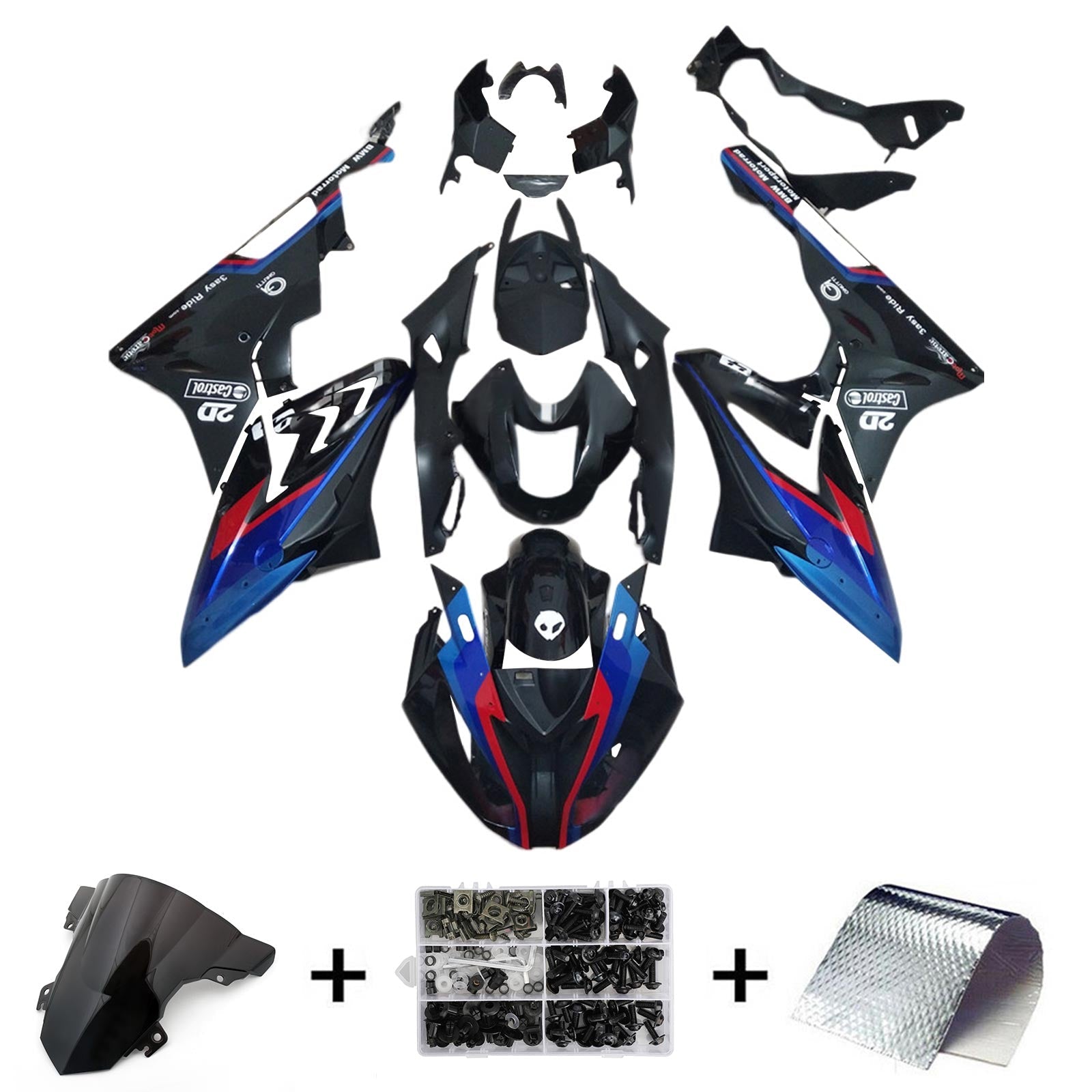 Amotopart BMW S1000RR 2015-2016 Kit kvadratni plastični abs