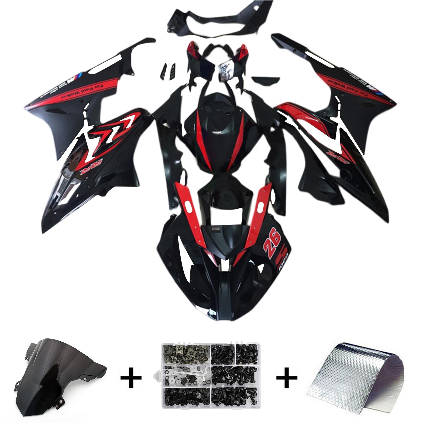 Amotopart BMW S1000RR 2015-2016 Kit kvadratni plastični abs