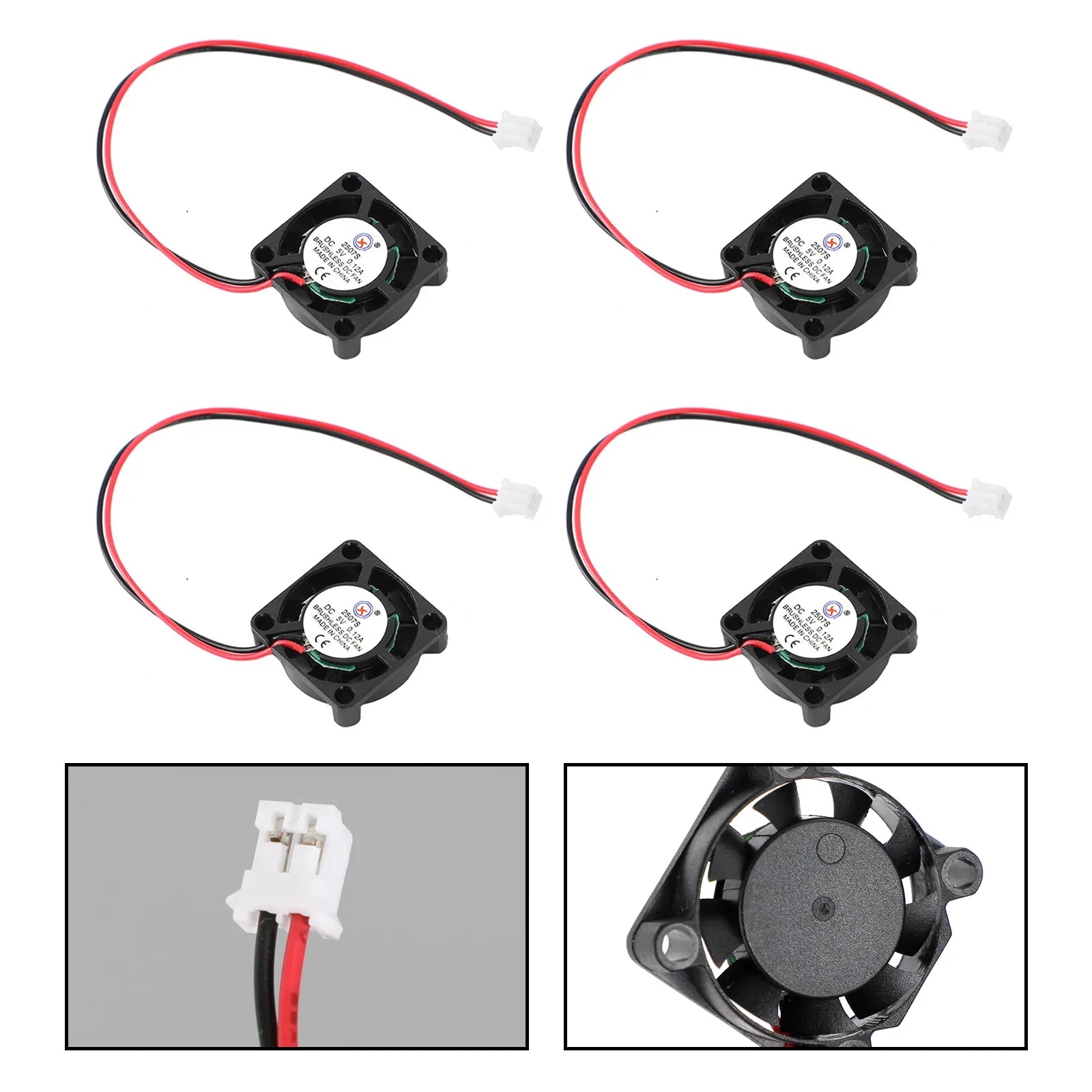 Ventilador de enfriamiento CC sin pincel de 2 pines 5V 0.12A 2507s 25x25x7mm
