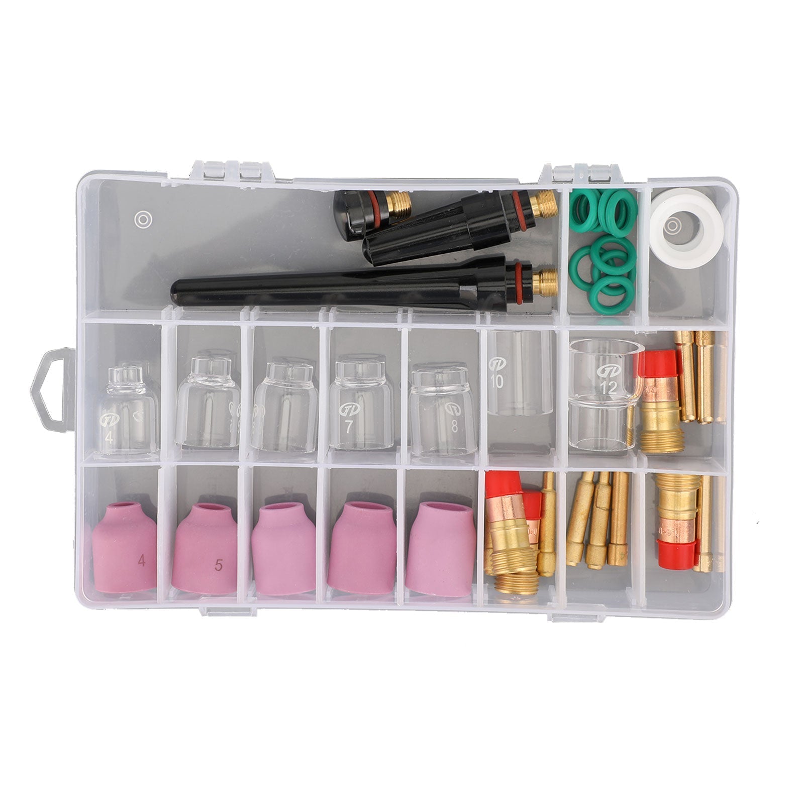 40 pièces torche de soudage TIG Stubby gaz lentille Pyrex verre tasse Kit pour WP-17/18/26