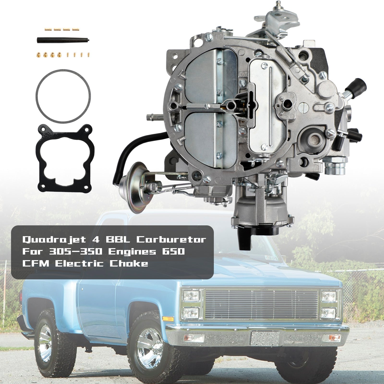 1982-1985 Chevrolet Car & Truck Quadrajet 4 BBL Carburador 305-350 Motores 650 CFM Arranque eléctrico