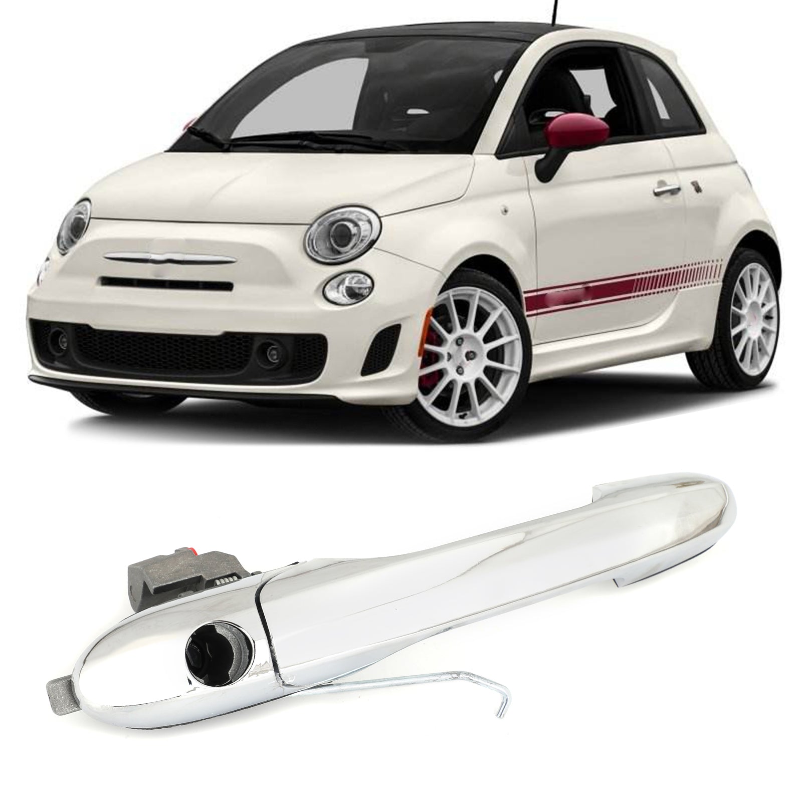 Poignée de porte extérieure chromée côté conducteur droit 735592012 convient pour Fiat 500 hors-jeu générique