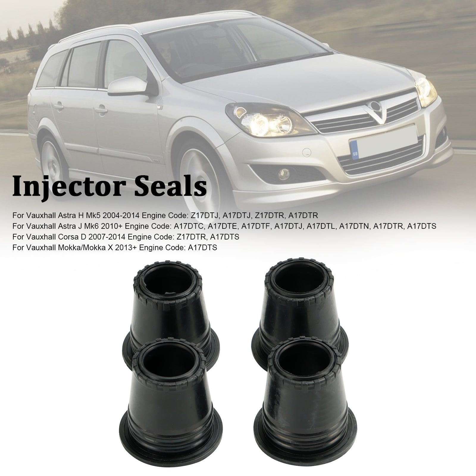 4 kpl dieselpolttoaineen ruiskutussuuttimen ylätiiviste Vauxhall Astra H/J Corsa D Mokka 1.7