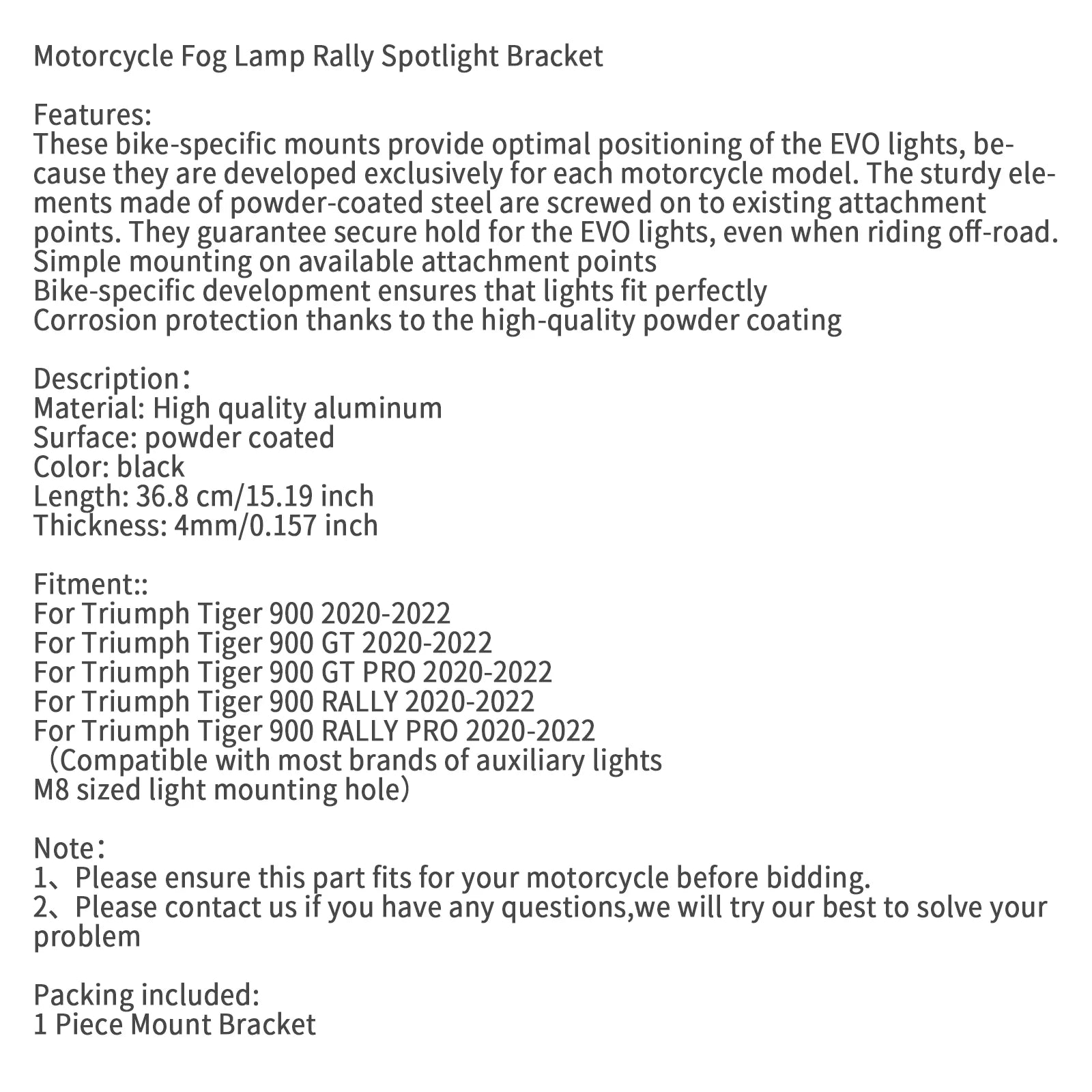 Motorfiets mistlamp Rally Spotlight beugel voor TIGER 900 Tiger 900 GT Rally Pro Generiek