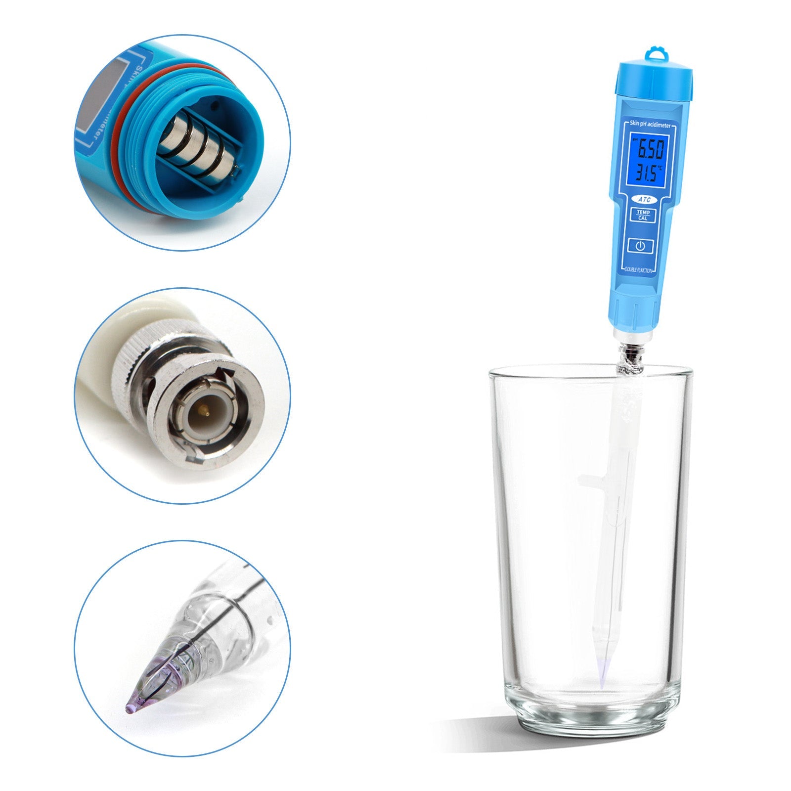 PH Meter -lämpömittarikynä elintarvikkeille Hedelmä Liha Maaperä Lab Digitaalinen happamuuden PH-mittari