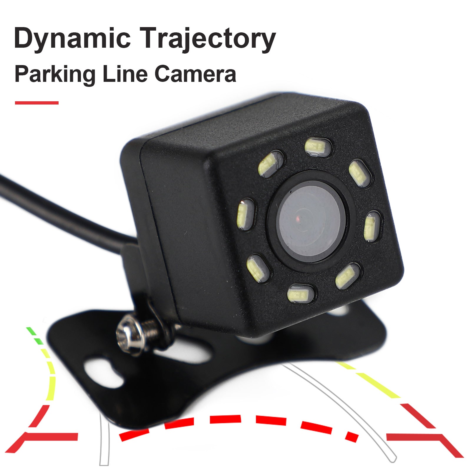 Telecamera per retromarcia per auto con linea di parcheggio a traiettoria dinamica Vista notturna a 8 LED