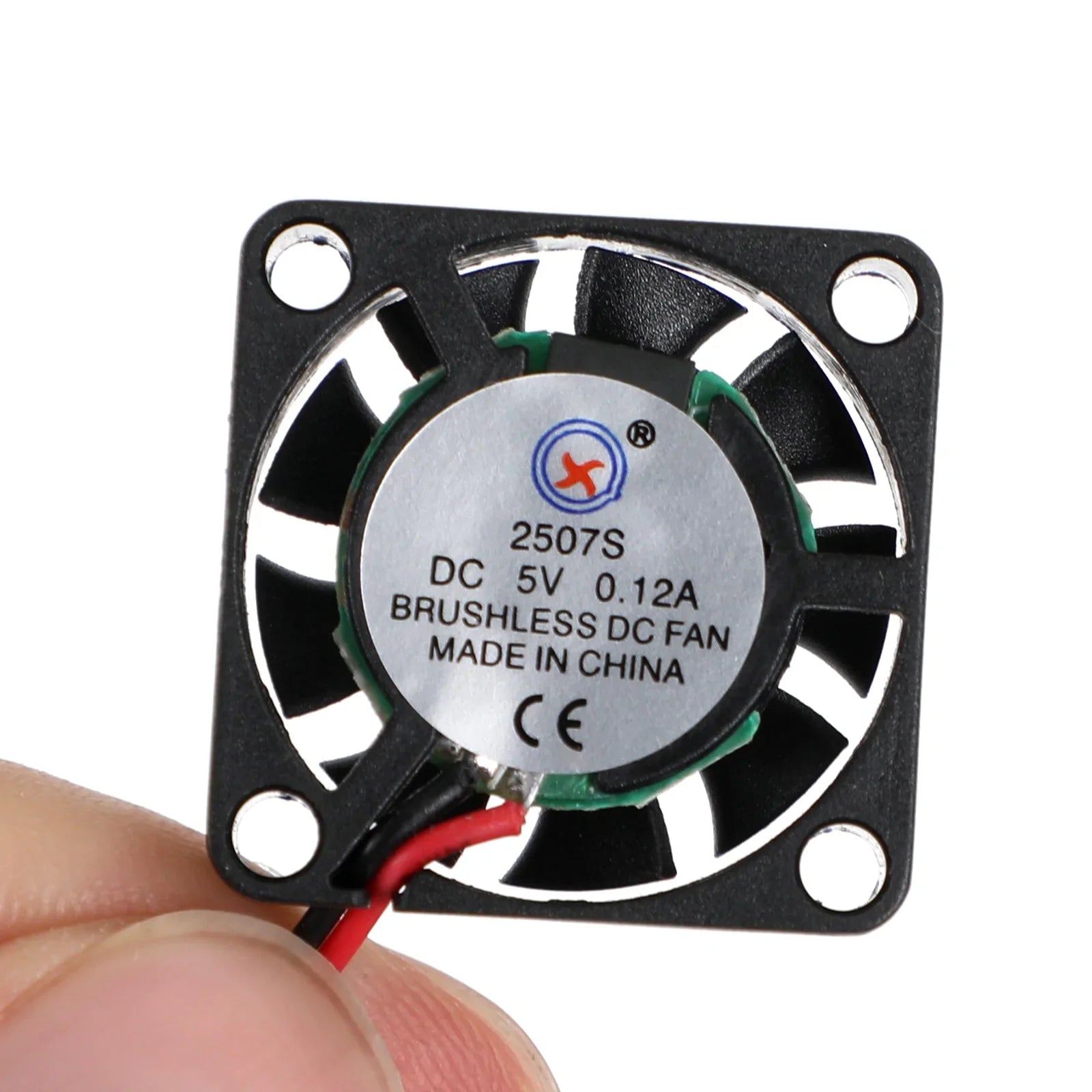 Ventilador de enfriamiento CC sin pincel de 2 pines 5V 0.12A 2507s 25x25x7mm