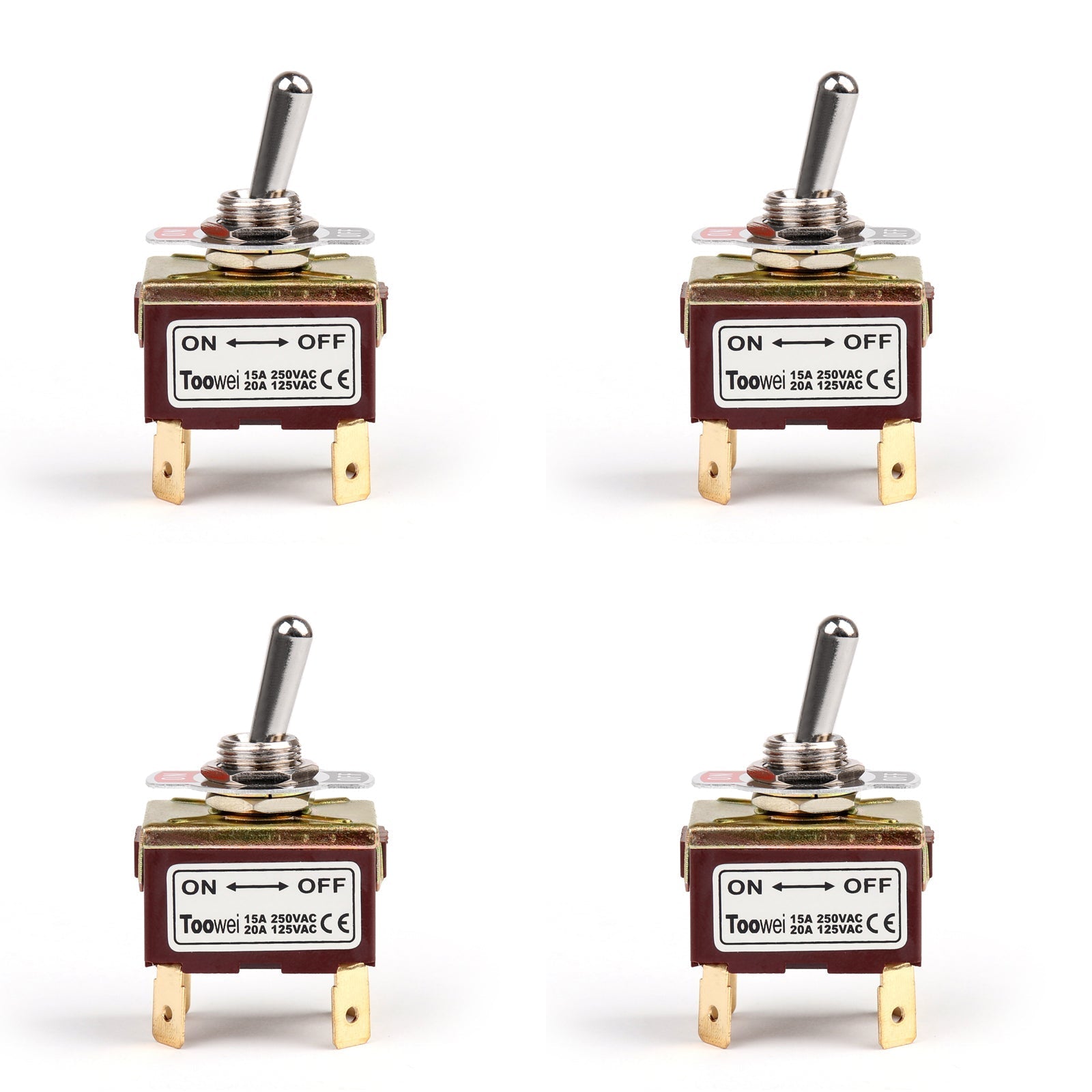 4 pièces 2 bornes 4 broches marche-arrêt 15A 250V interrupteur à bascule botte DPST qualité industrielle