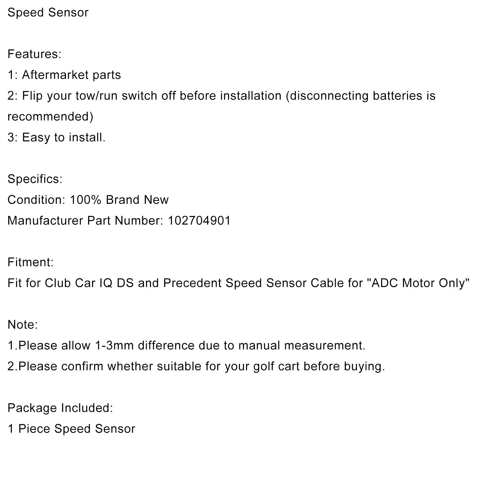 Snelheidssensor ADC-motorstijl Geschikt voor Club Car Golfkar Precedent DS 102704901 Generiek