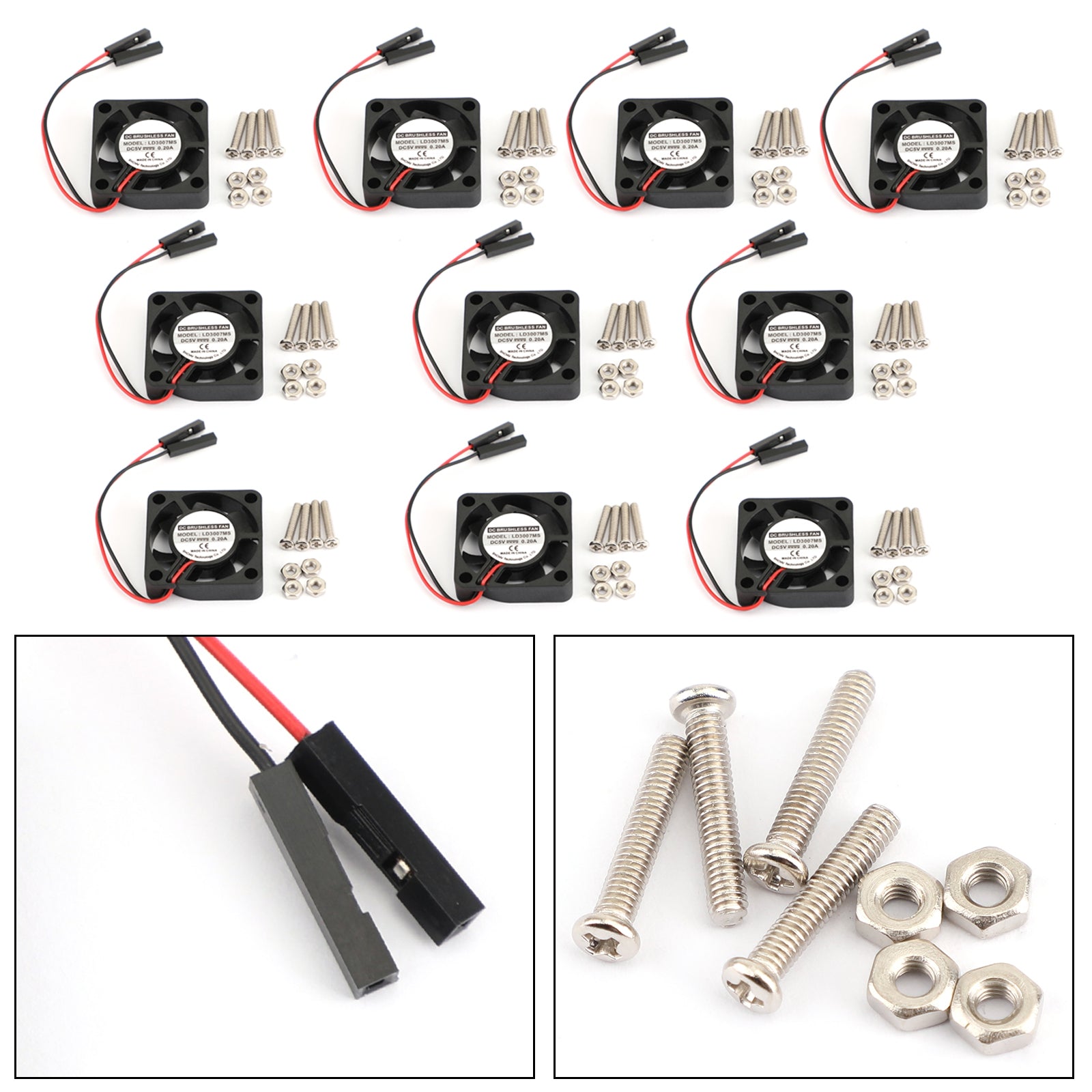 10x 2Pin 30MMx30MM 3007 5V säteilevä jäähdytystuuletin Raspberry Pi 2/3 -mallille B 4B