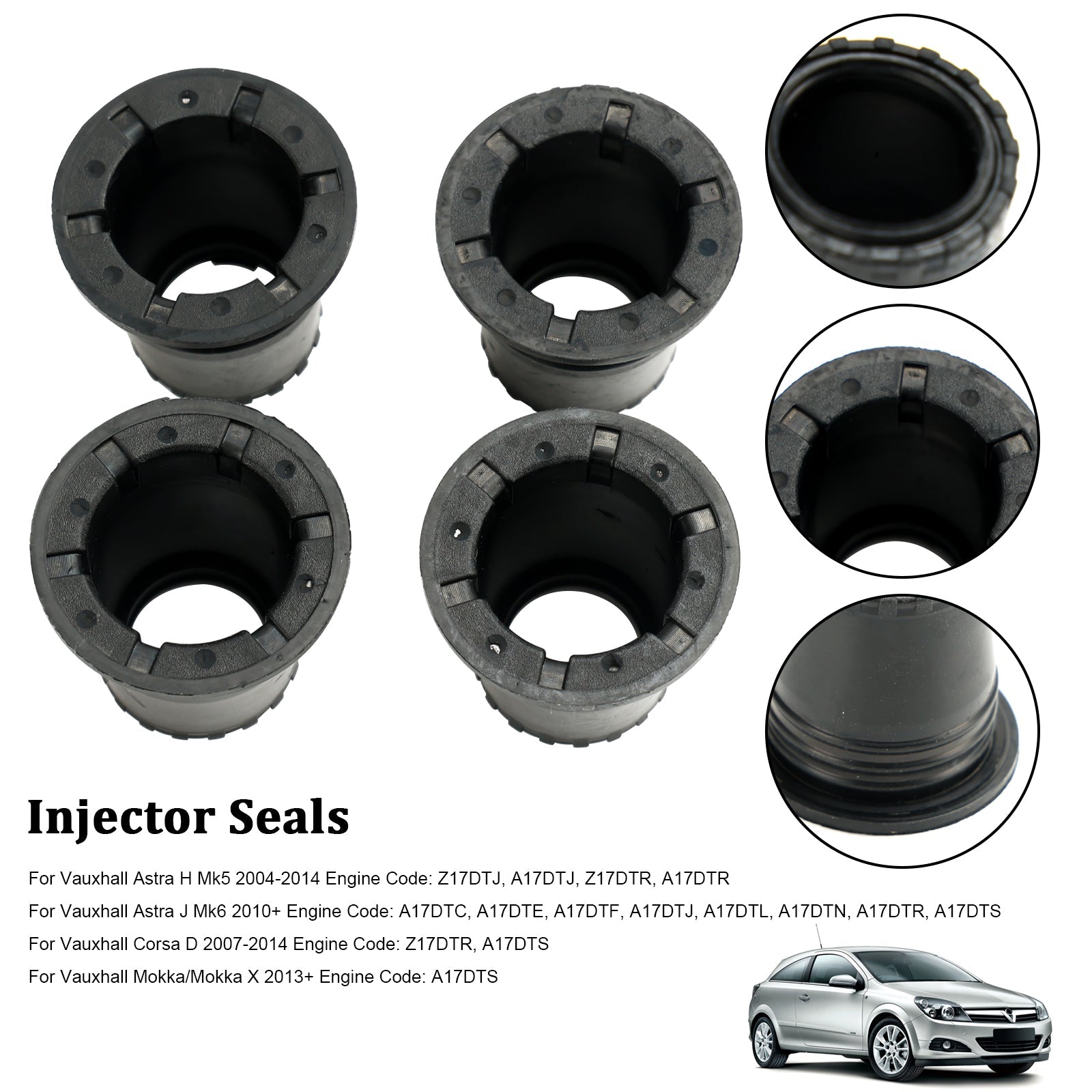 4 kpl dieselpolttoaineen ruiskutussuuttimen ylätiiviste Vauxhall Astra H/J Corsa D Mokka 1.7