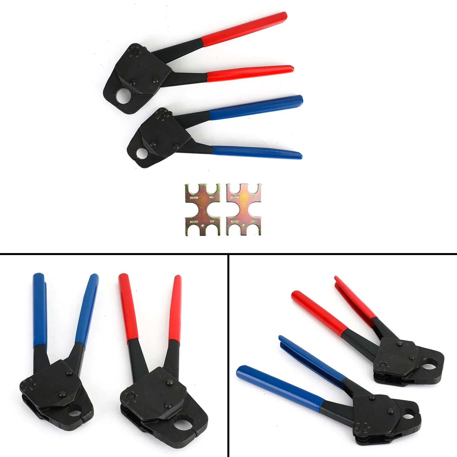 2 klešče za stiskanje Pex 1/2" in 3/4" Gonogo komplet orodij za stiskanje vodovodnih cevk in kotnega merilnika