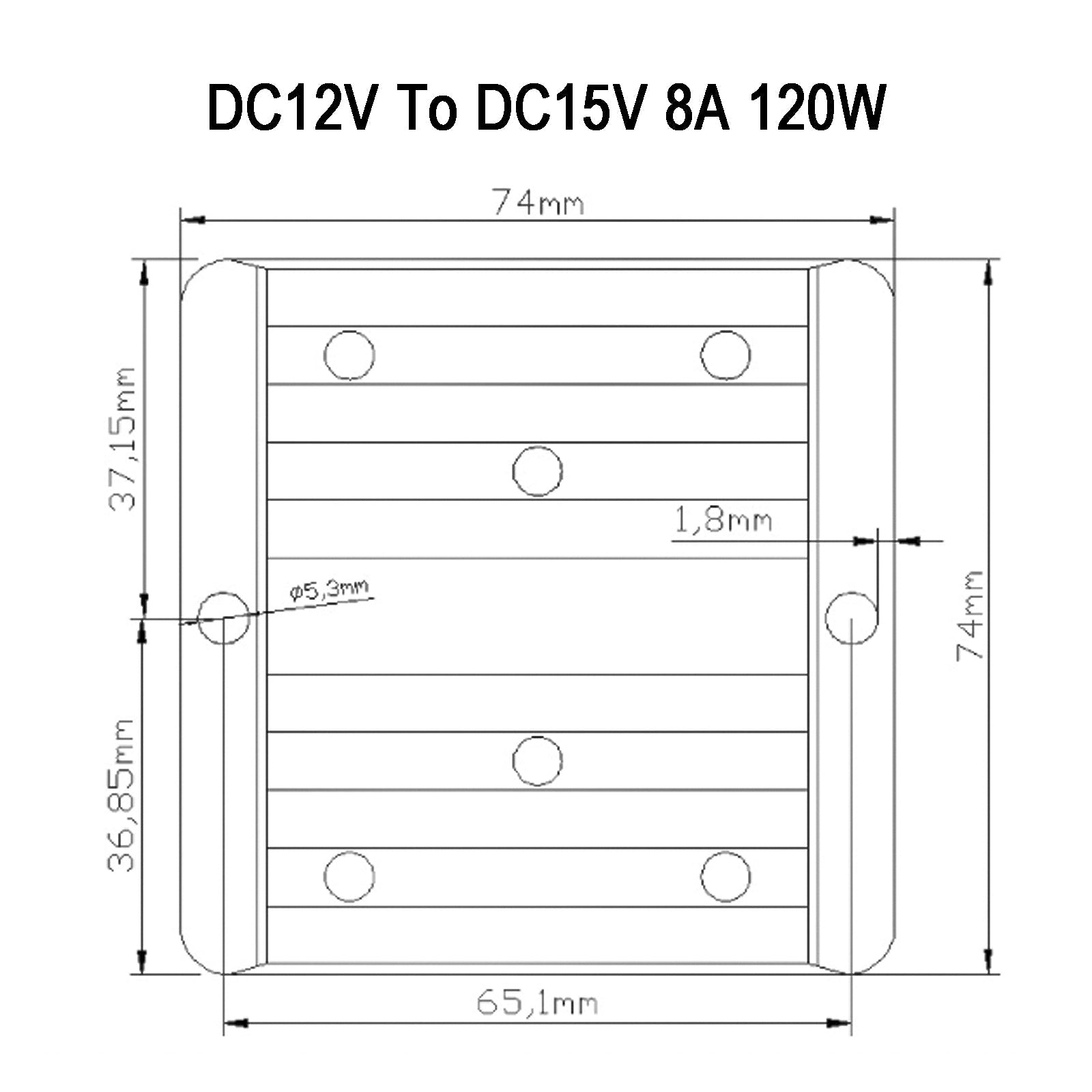 Régulateur de convertisseur DC/DC étanche 12V jusqu'à 15V 8A 120W
