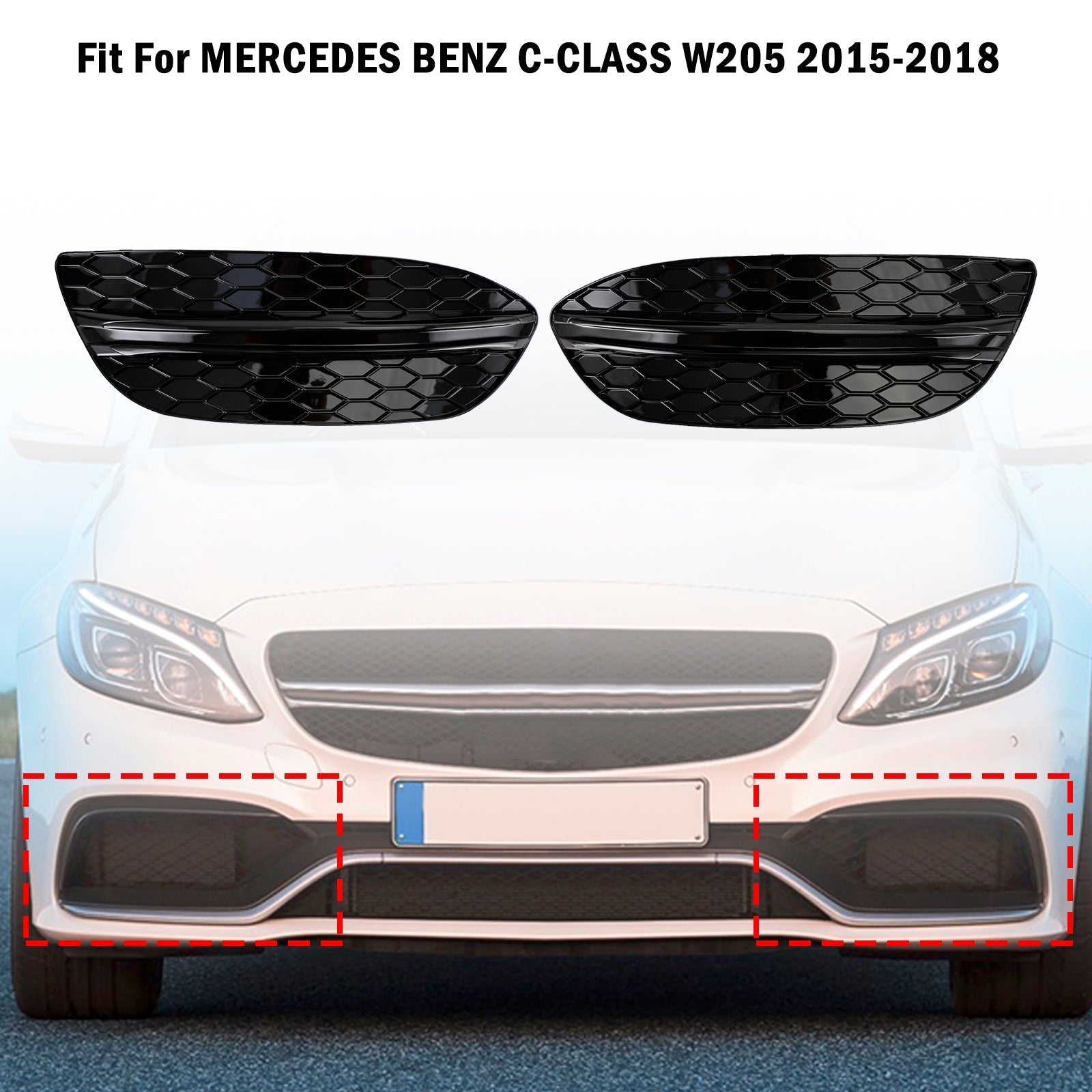 MERCEDES Benz KLASA C W205 2015-2018 Base Sedan 2 szt. Osłona przedniego światła przeciwmgielnego