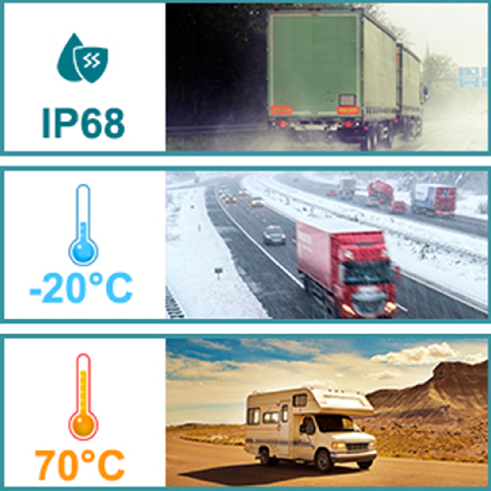 7 -palčni brezžični vzvratni fotoaparat za karavan Trailer Truck, HD 1080P LCD zaslon, 2 kamera komplet