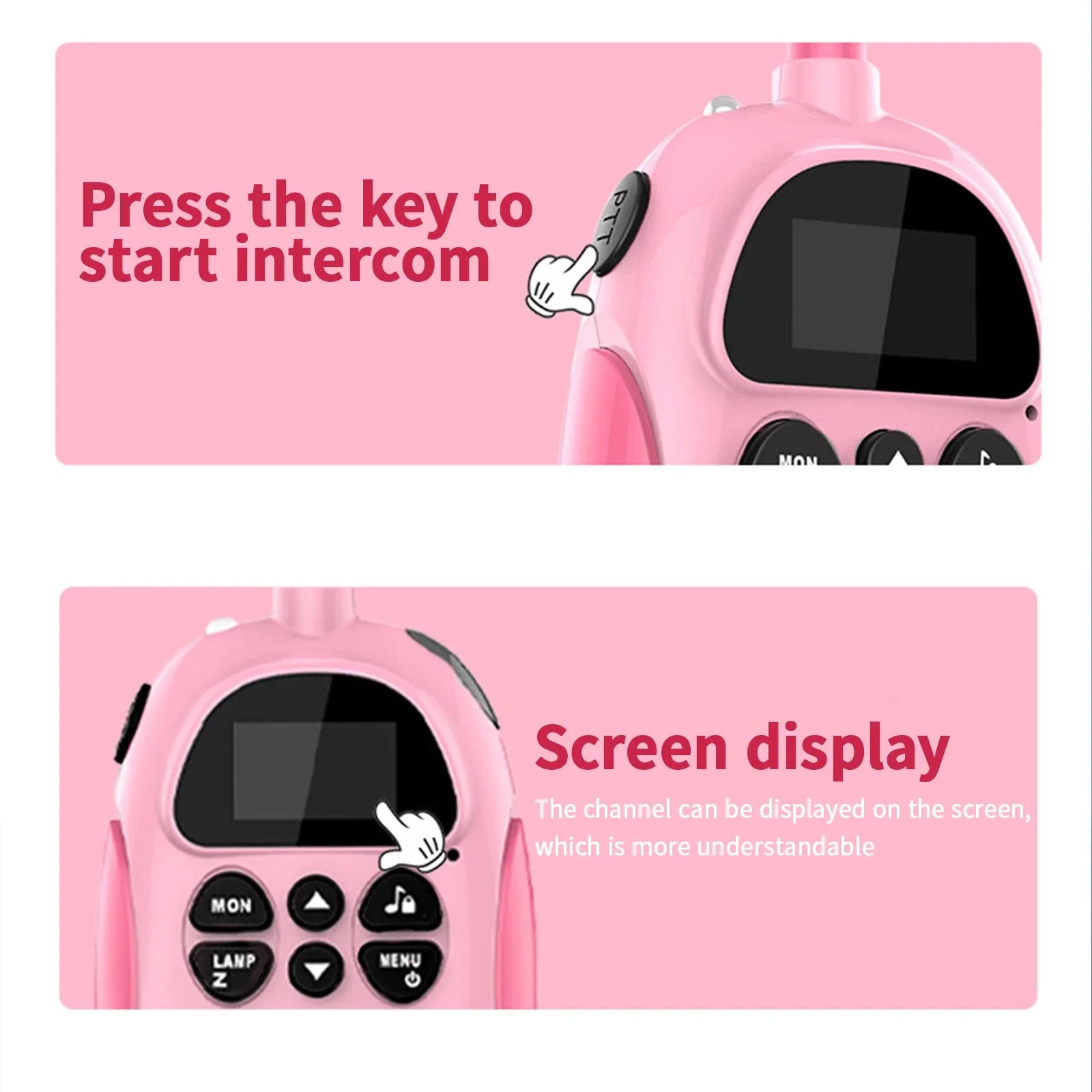 Pack de 2 Talkies-walkies Enfants - Portée 3 km - 22 Canaux - Lampe de Poche - Rechargeable