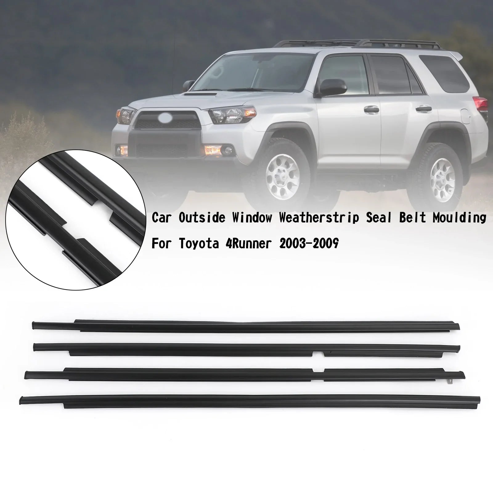 Moldura exterior 68161-35060 68162-35060 68163-35030 68164-35030 de la correa del sello de la ventana del coche Toyota 4Runner 2003-2009