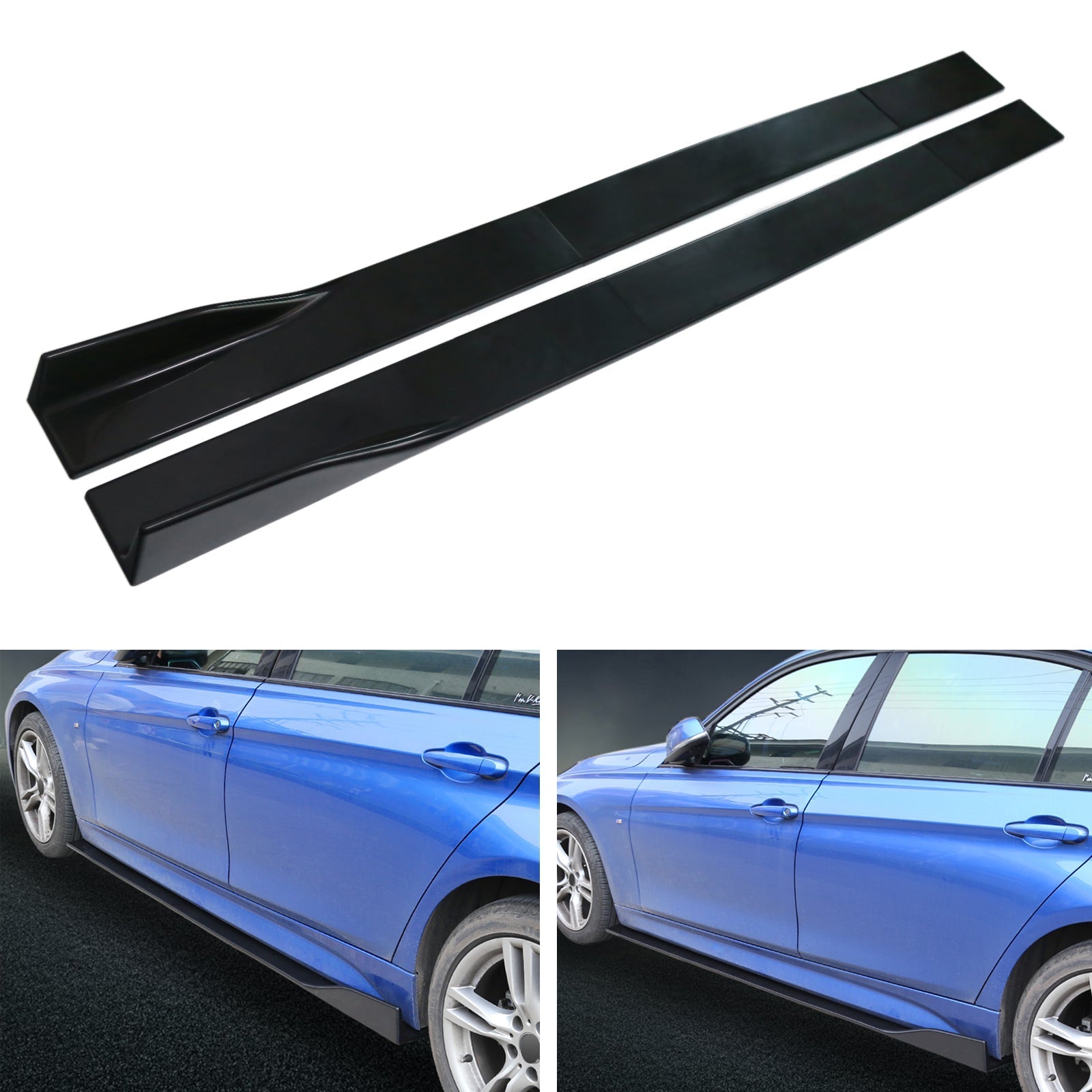 86.6" Universal Side Jupe Extensions Rocker Panel Splitters Lip Polypropylene Generic