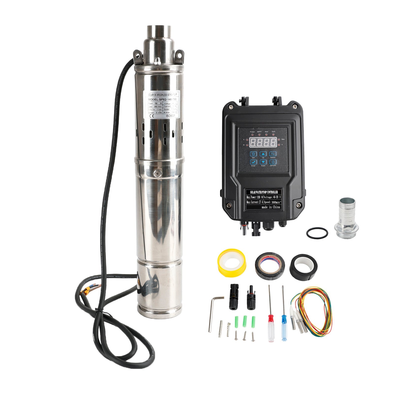 VEVOR Pompe A Eau Solaire, 369 W, Pompe De Puits Profond Submersible 48 V Cc 19 Mh Levage 8329 M Submersion Maximale 20 M Pompe A Eau A Energie Solaire Pour Puits Irrigation De Ferme 83814816 VEVOR Pompe A Eau Solaire, 369 W, Pompe De Puits Profond Submersible 48 V Cc 19 Mh Levage 8329 M Submersion Maximale 20 M Pompe A Eau A Energie Solaire Pour Puits Irrigation De Ferme 83814816