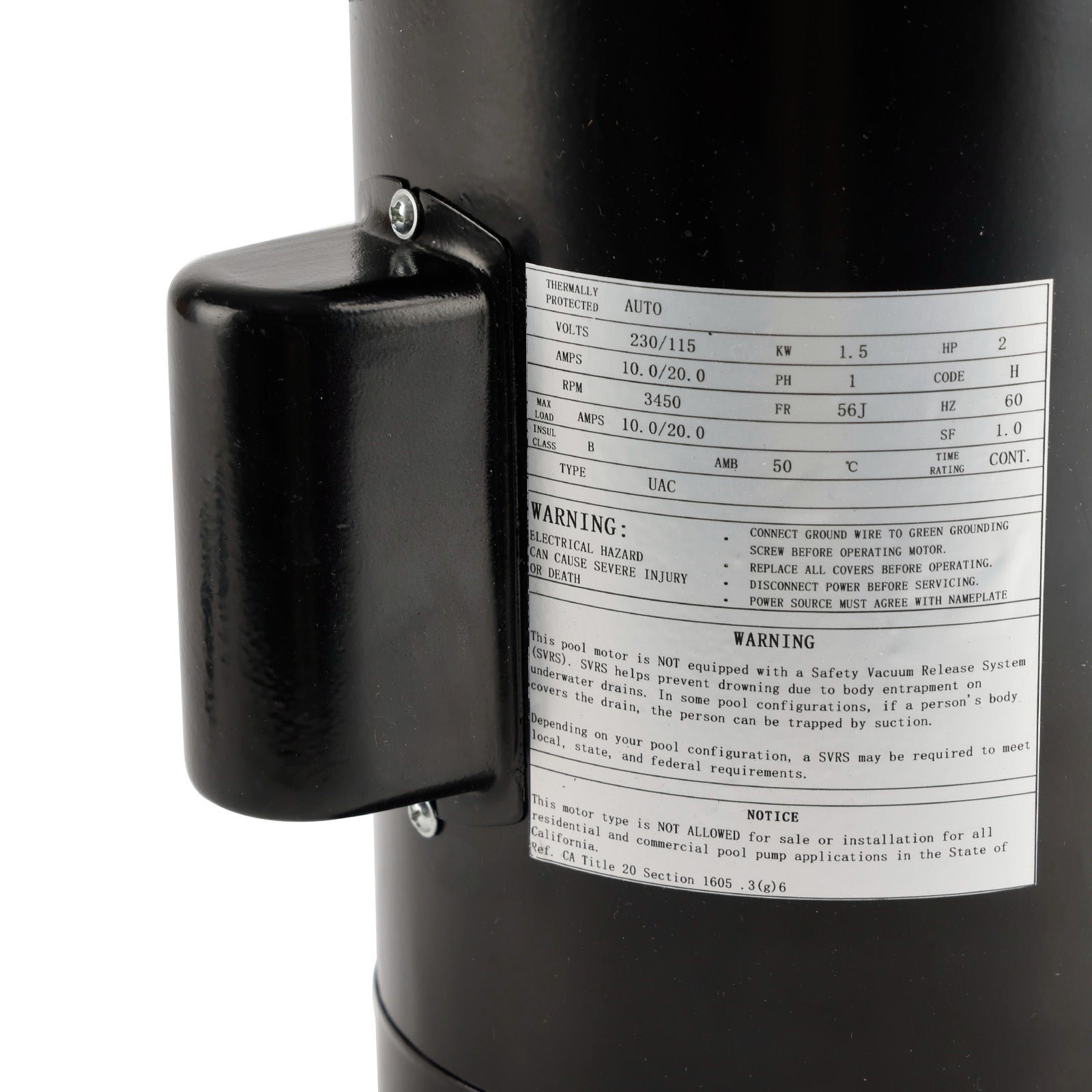 SP2615X20 UST1202 allaspumppumoottori Hayward Super Pump 2 HP:lle ja GO-KIT-3