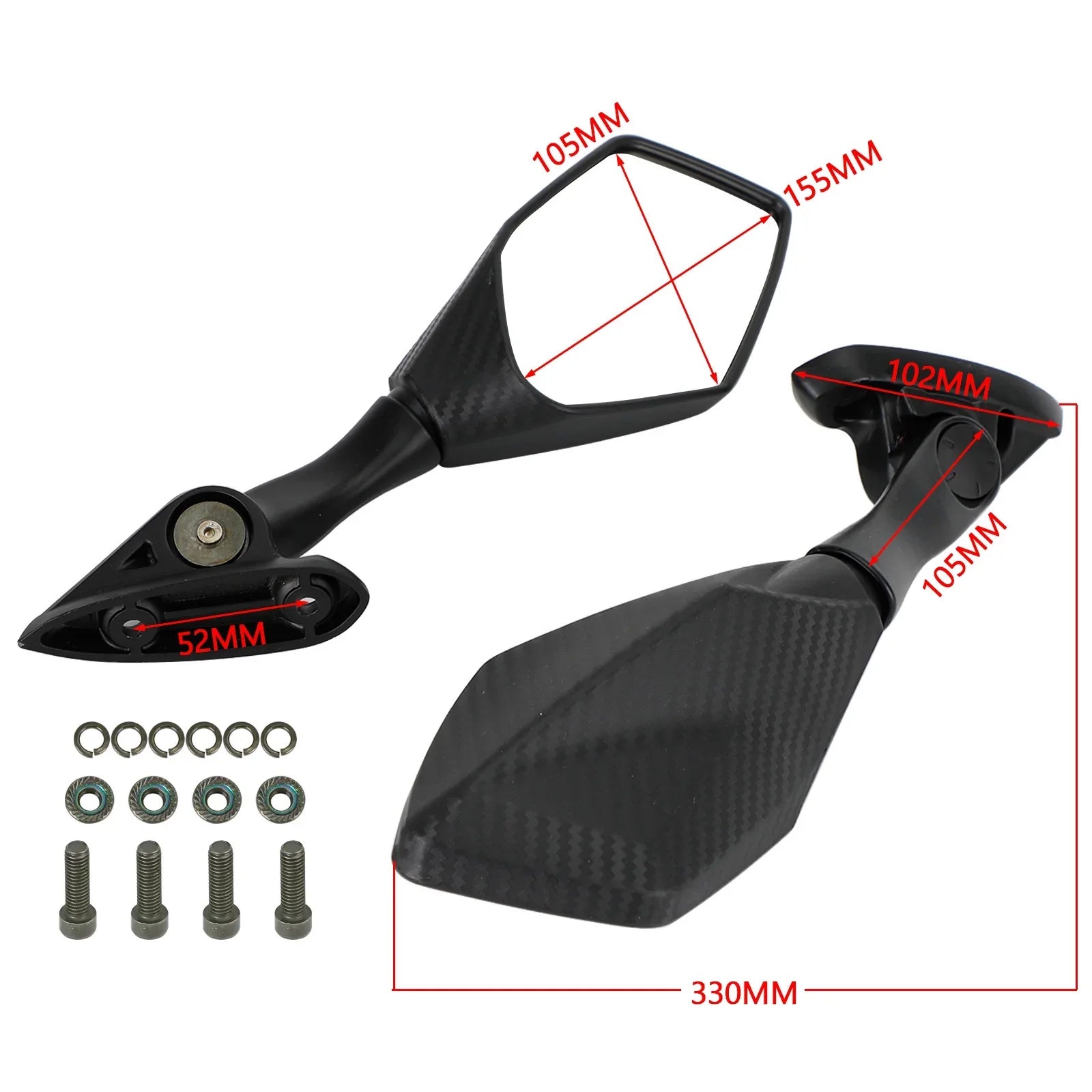 2015-2021 Yamaha YZF-R3 YZF R3 R25 Specchietto retrovisore ABS stelo corto LH & RH