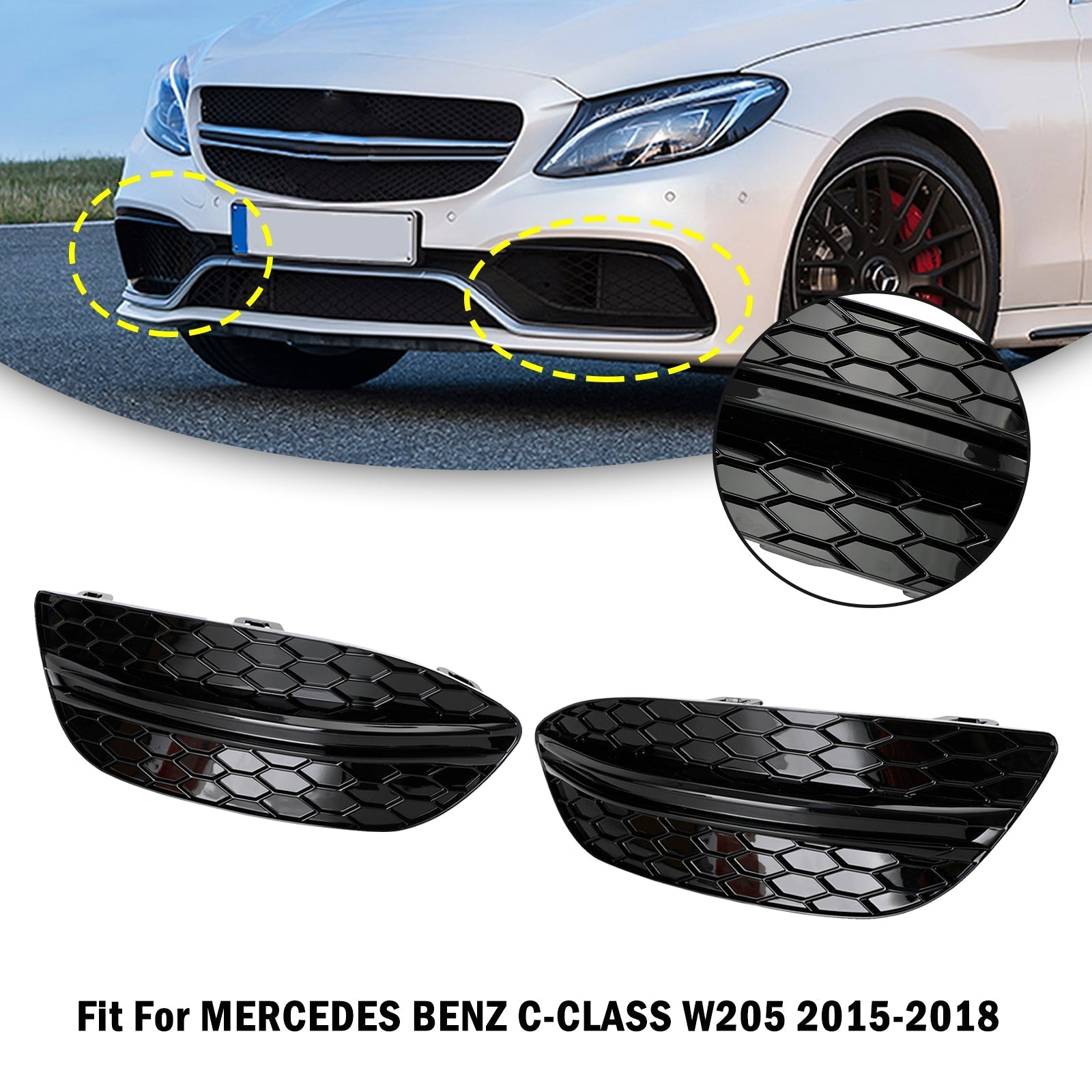 MERCEDES Benz KLASA C W205 2015-2018 Base Sedan 2 szt. Osłona przedniego światła przeciwmgielnego