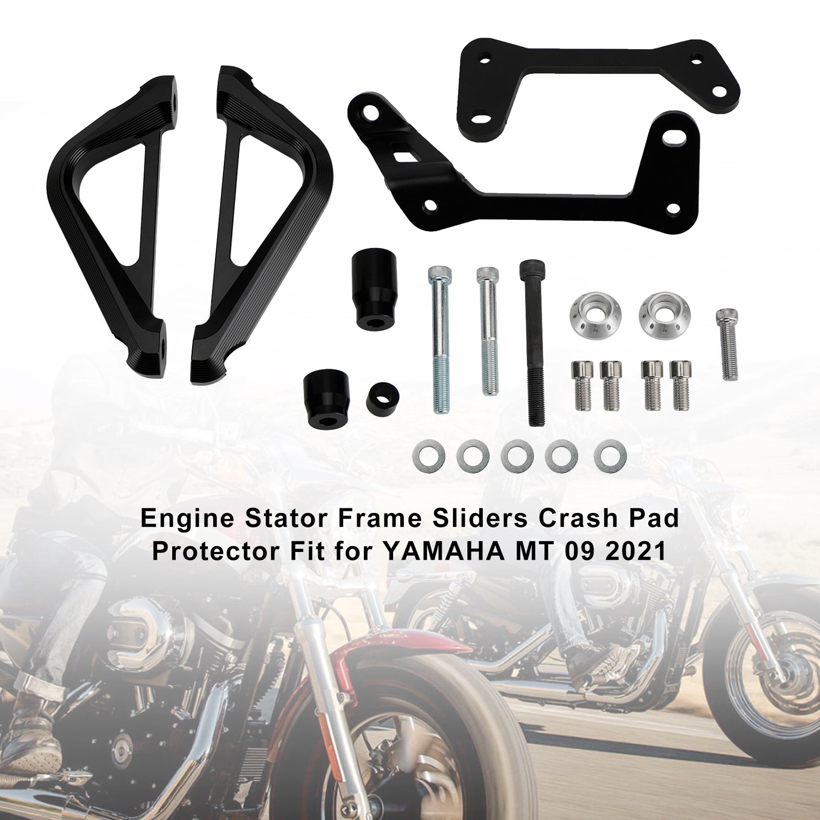 Yamaha Mt 09 Mt-09 2021 Plastikowe osłony silnika Slider Czarne Fedex Express