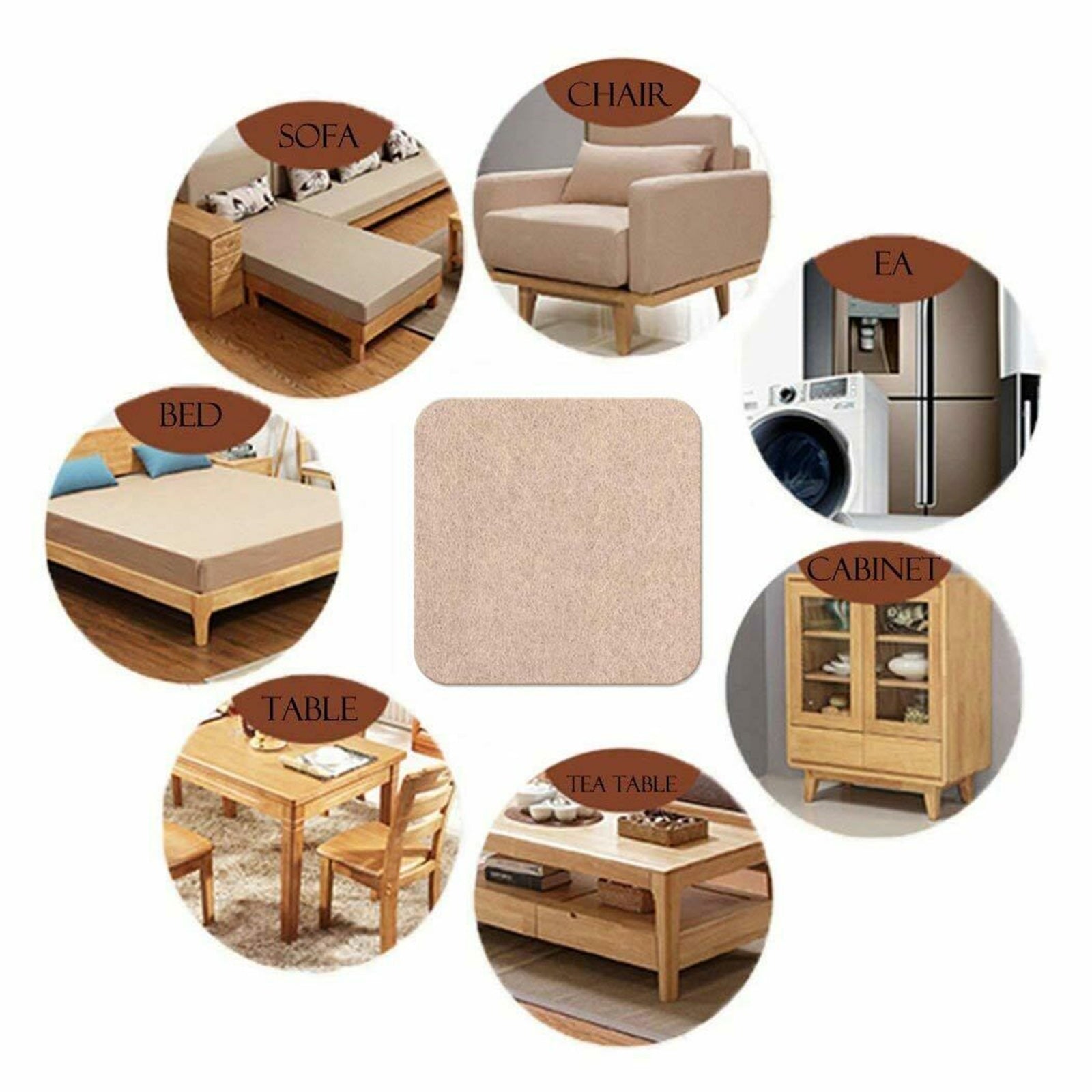 Ploščice iz filca za kvadratno pohištvo/okrogla zaščitna stol/namizna stopala Generic Back