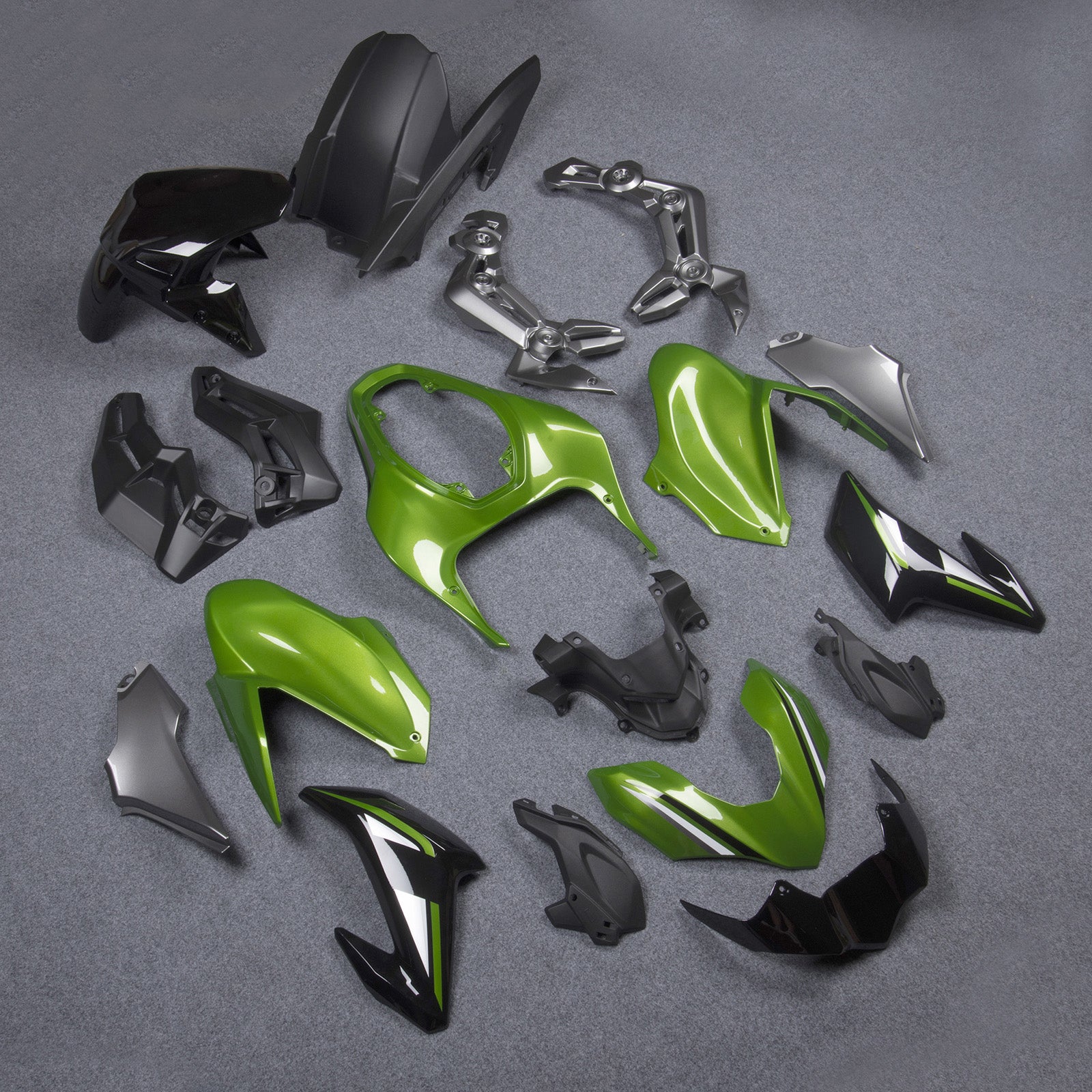 Amotopart Carena adatta per Kawasaki Z900 2017-2019 Carrozzeria generica iniezione plastica verde argento