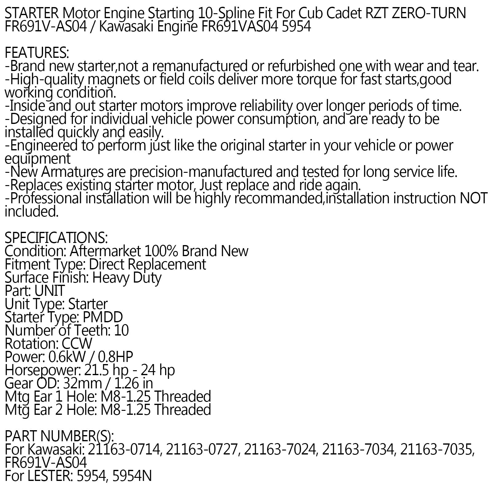 Nowy rozrusznik do silnika Kawasaki 21163-7024, 21163-7034, 21163-7035 21163-0711 Generic