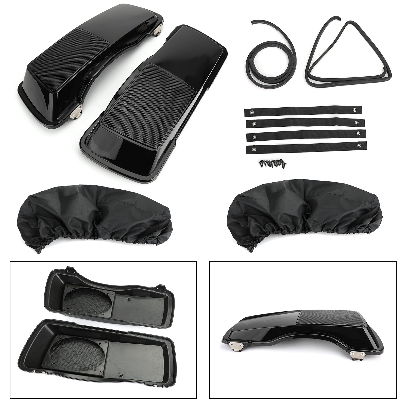 Nuovi copri altoparlanti per borse laterali da 6" x 9" adatti per borse laterali Touring Electra Glide generiche 93-13